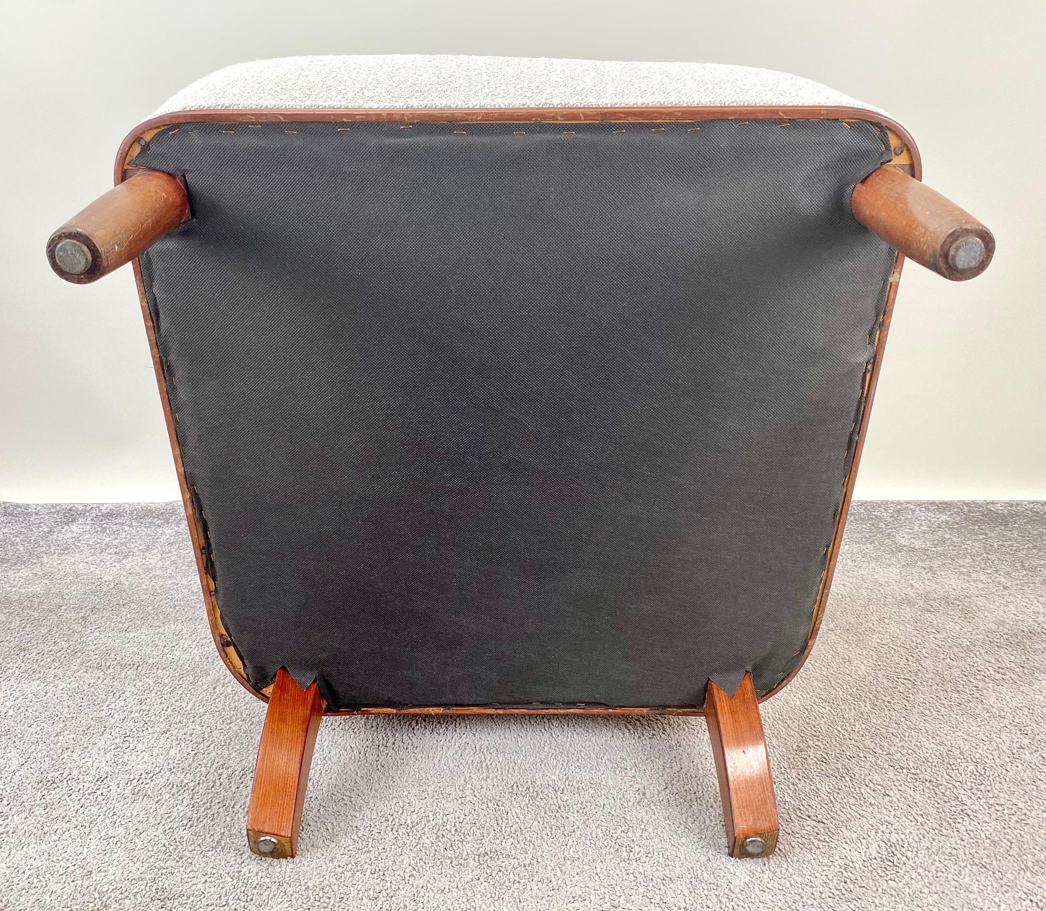 Mid-Century Modern Scandinavian Lounge Chair in Mahogany Frame & Bouclé  For Sale 8