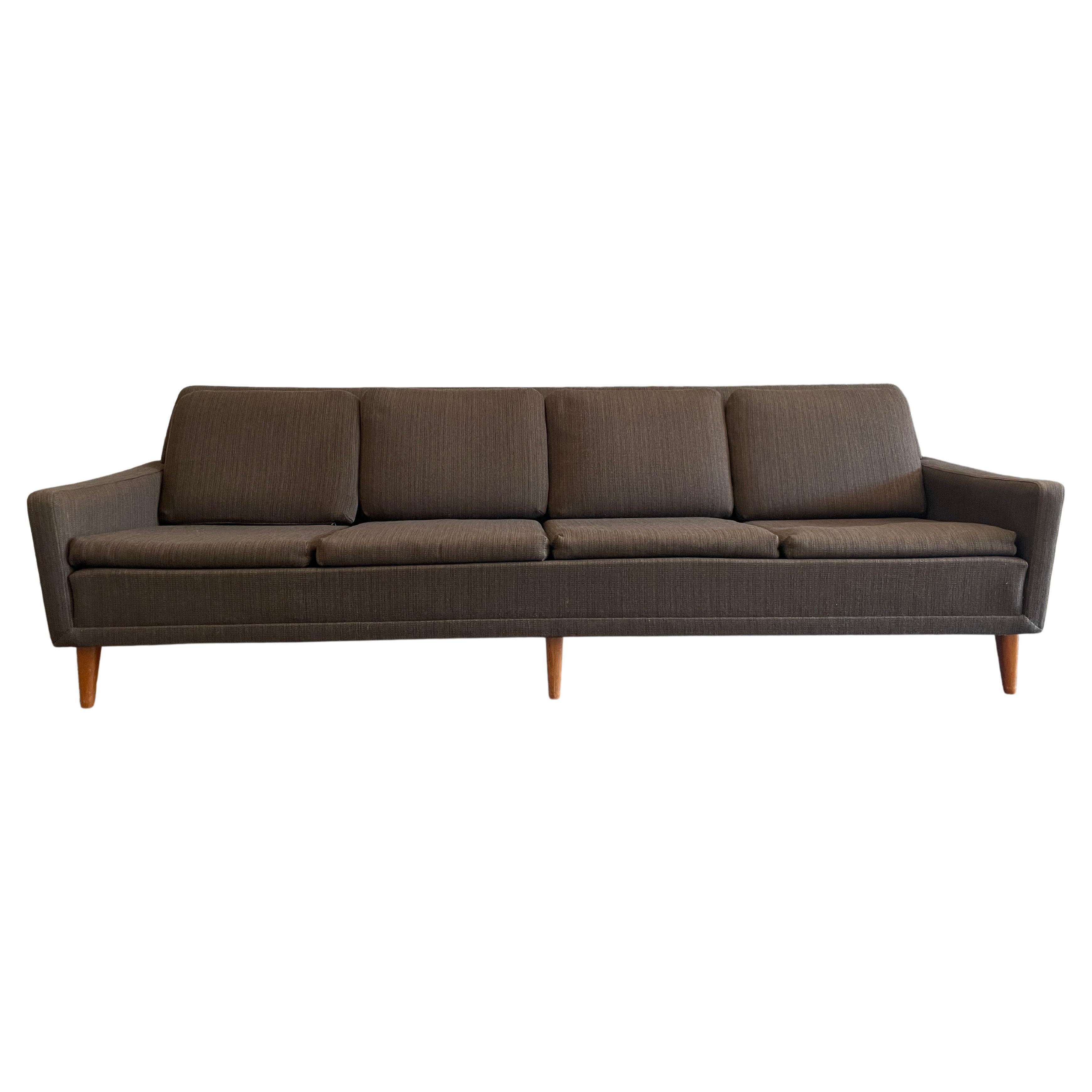 Mid-Century Modern Scandinavian low 4 Seat brown Sofa Couch by DUX