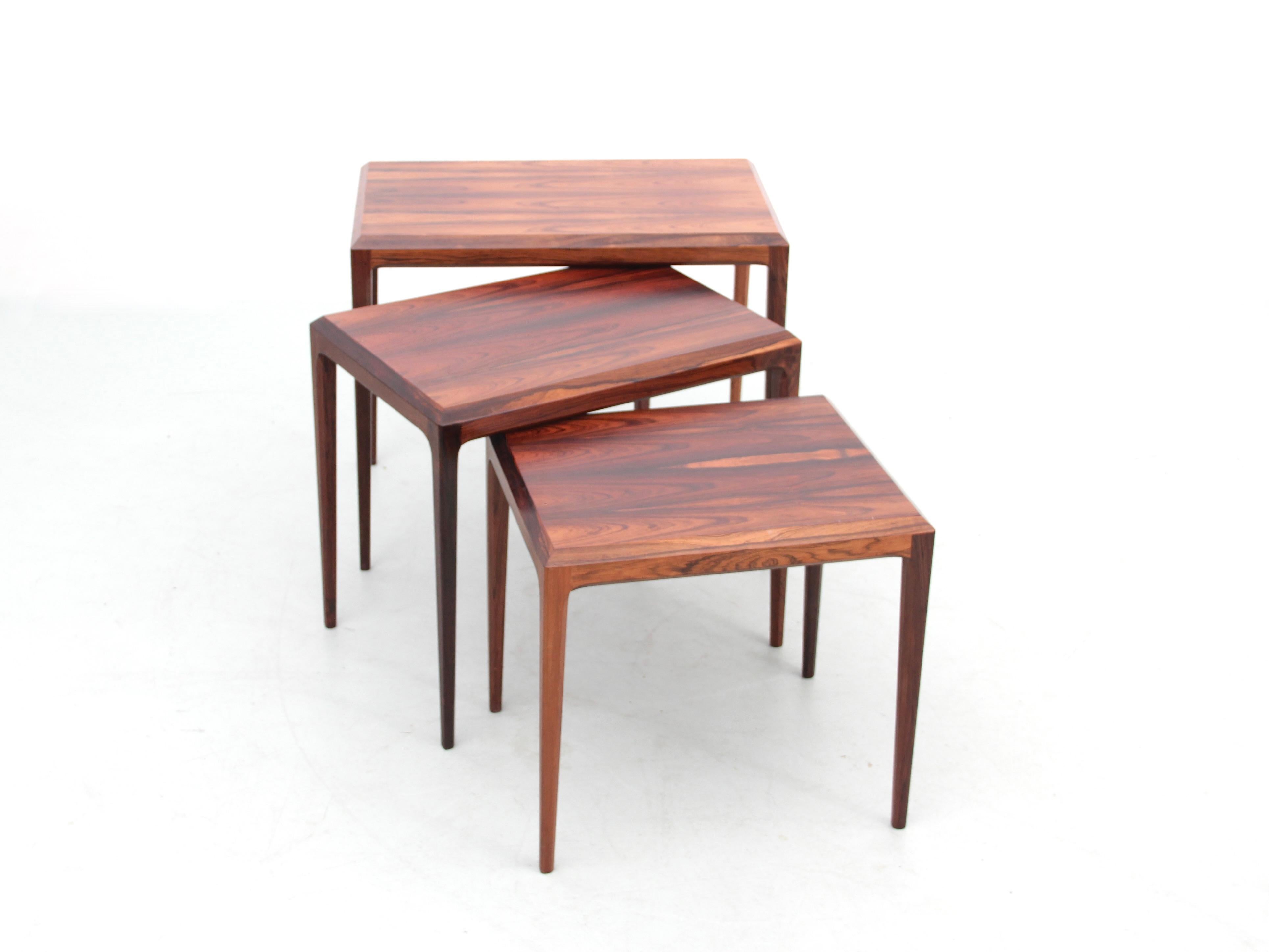 Danish Mid-Century Modern Scandinavian Nesting Tables in Rio Rosewood by Johannes Ander For Sale