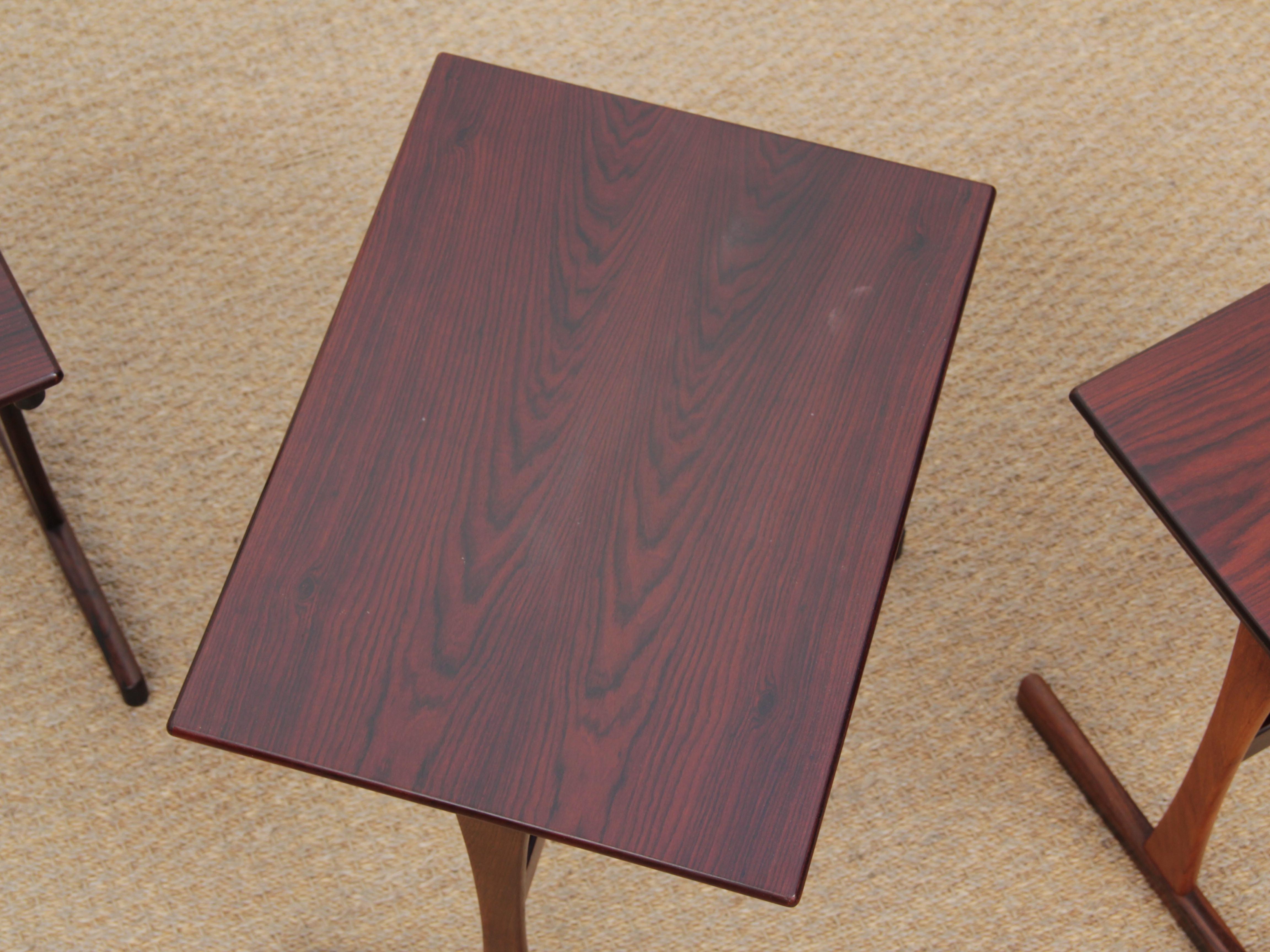 Mid-20th Century Mid-Century Modern Scandinavian Nesting Tables in Rosewood For Sale