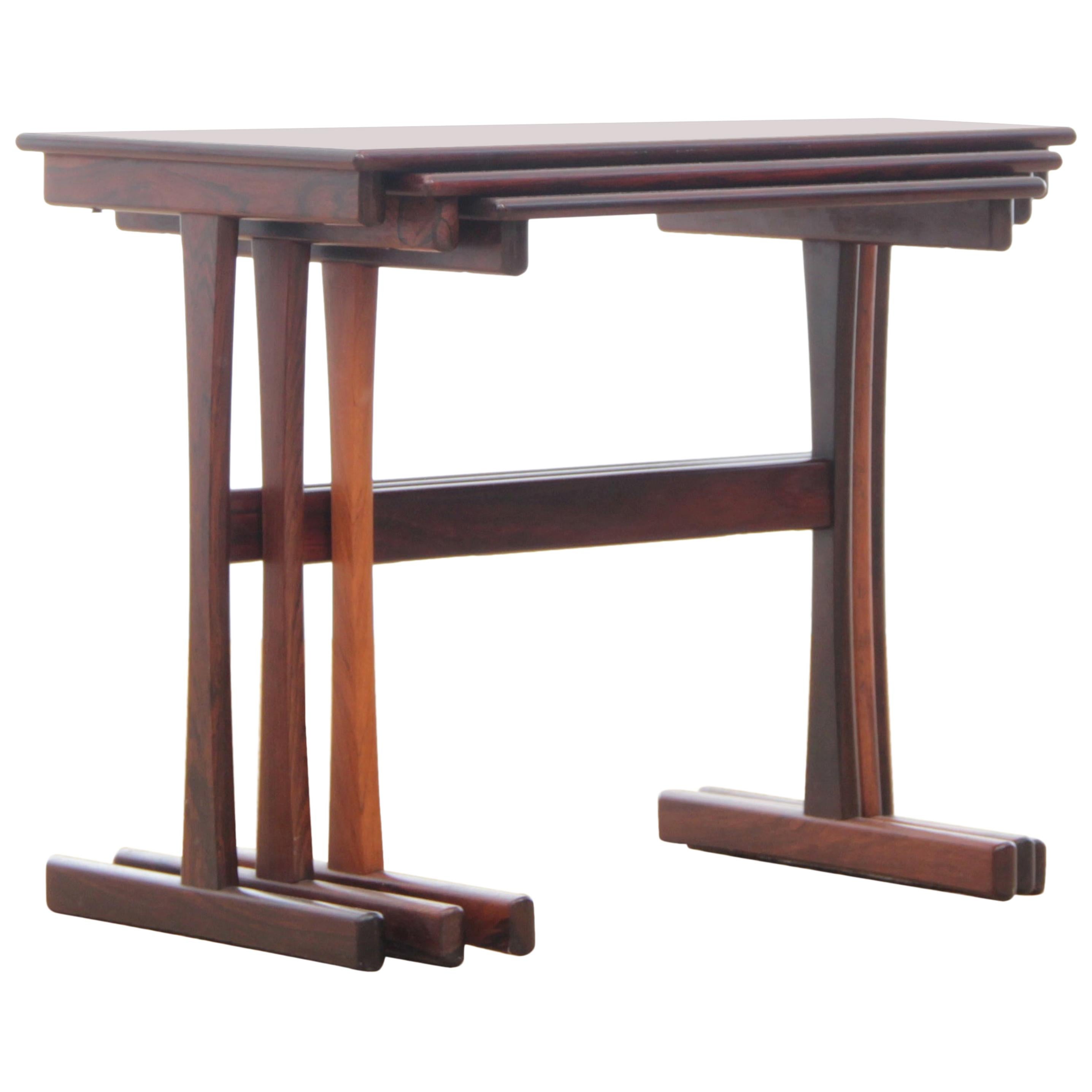 Mid-Century Modern Scandinavian Nesting Tables in Rosewood