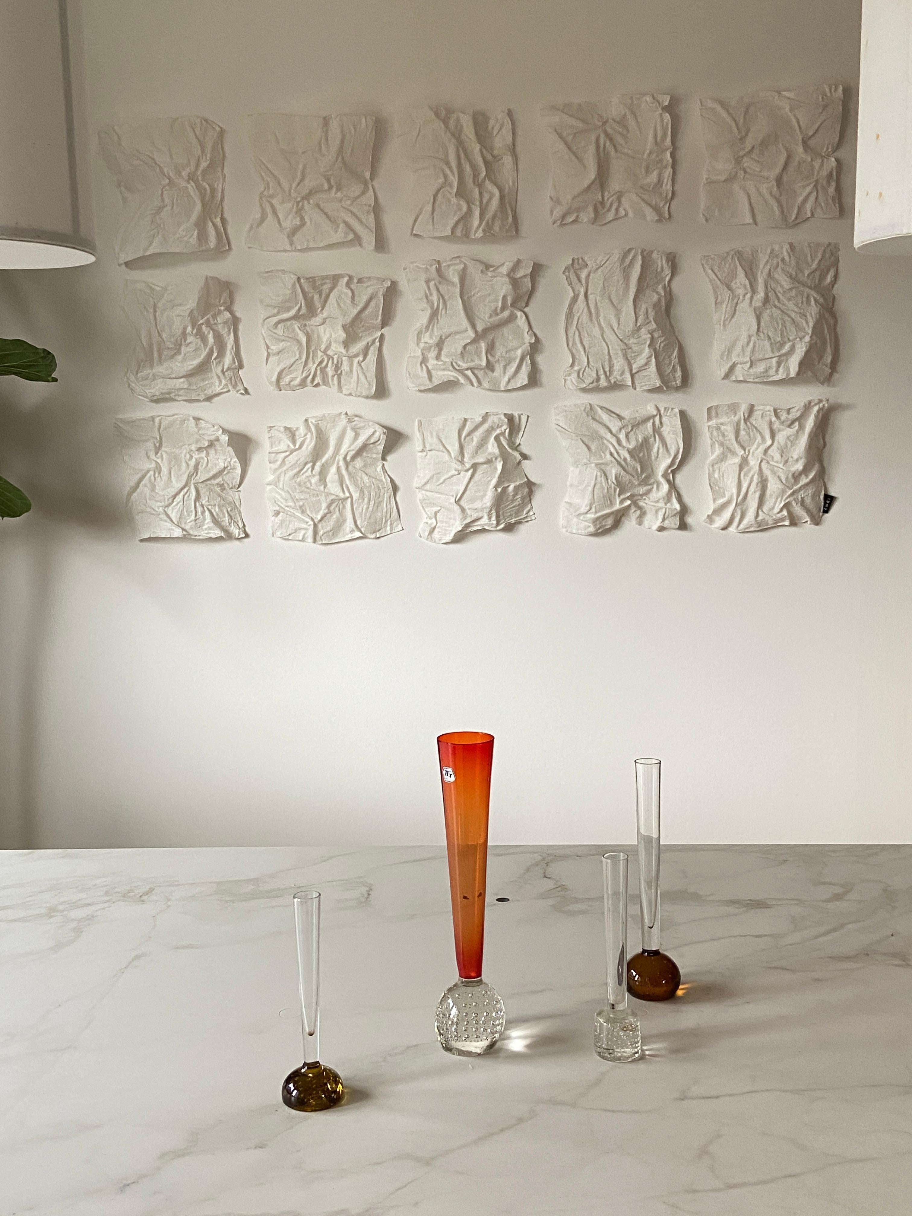 Hand-Crafted Mid-Century Modern Scandinavian Orange and Red Colored Single Stem Vases For Sale