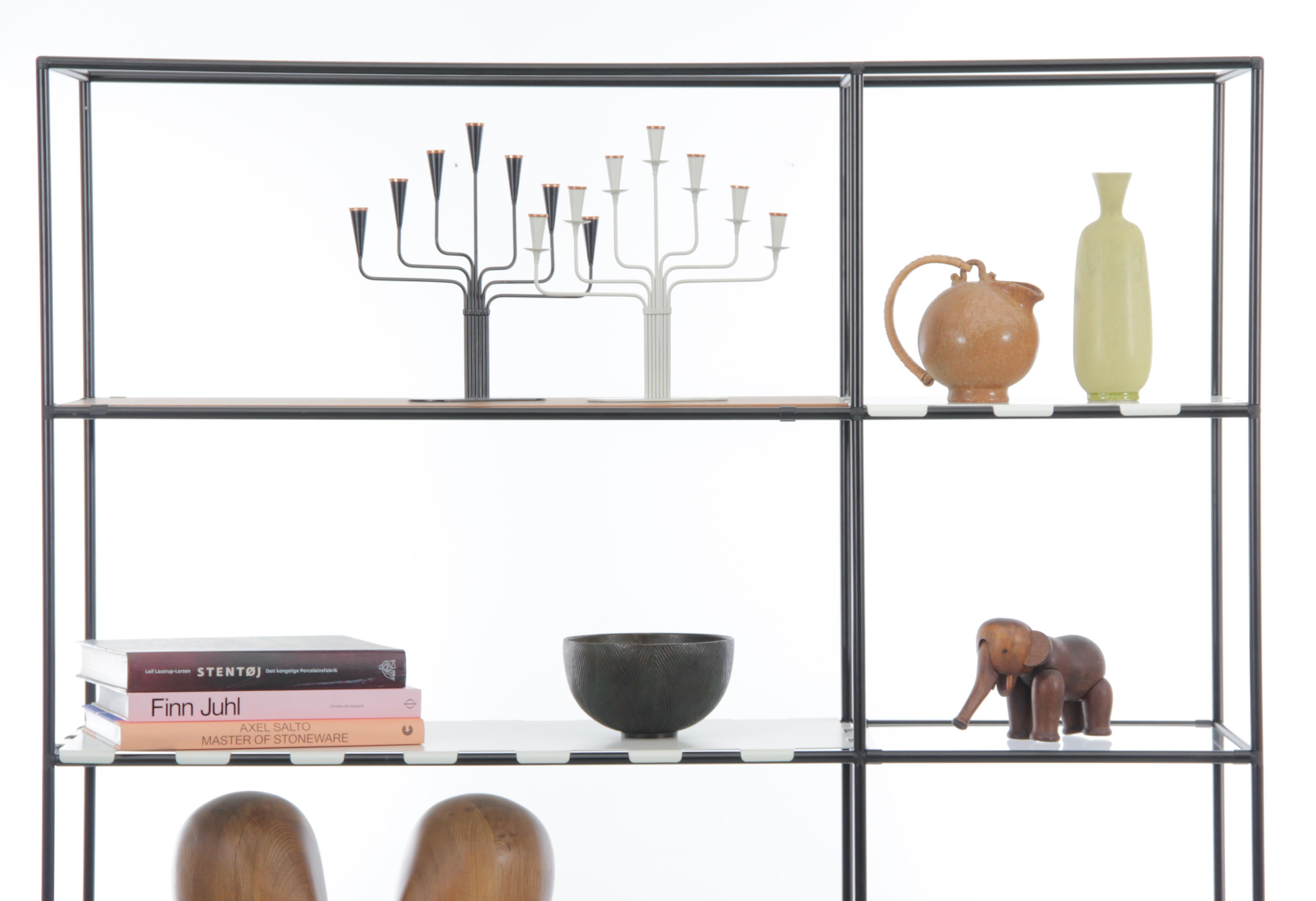 Original skandinavisches Original-Regal aus Nussbaum und lackiertem Stahl, Mid-Century Modern im Angebot 5