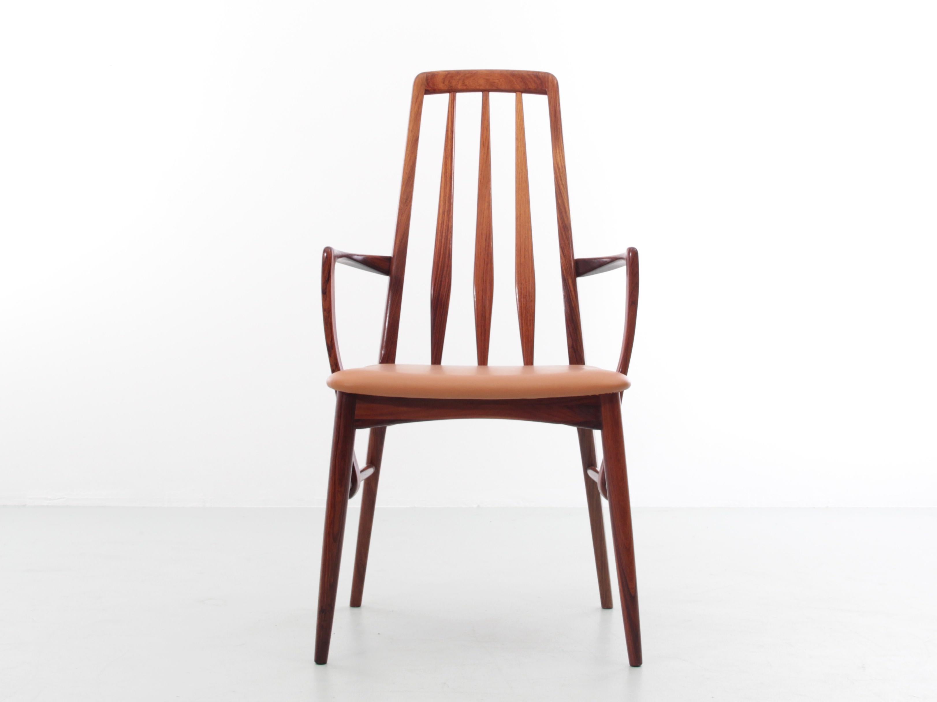 Mid-Century Modern Scandinavian pair of 2 armchairs in rosewood model Eva by Niels Koefoed. New leather seat.