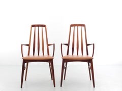 Mid-Century Modern Scandinavian Pair of 2 Armchairs in Rosewood Model Eva