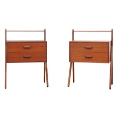 Mid-Century Modern Scandinavian Pair of Bed Tables in Teak