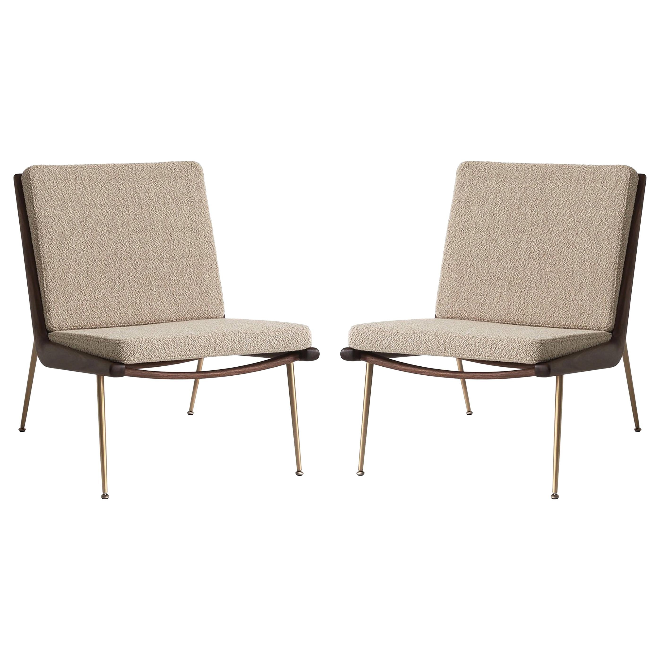 Mid-Century Modern Scandinavian Pair of Boomerang Lounge Chair