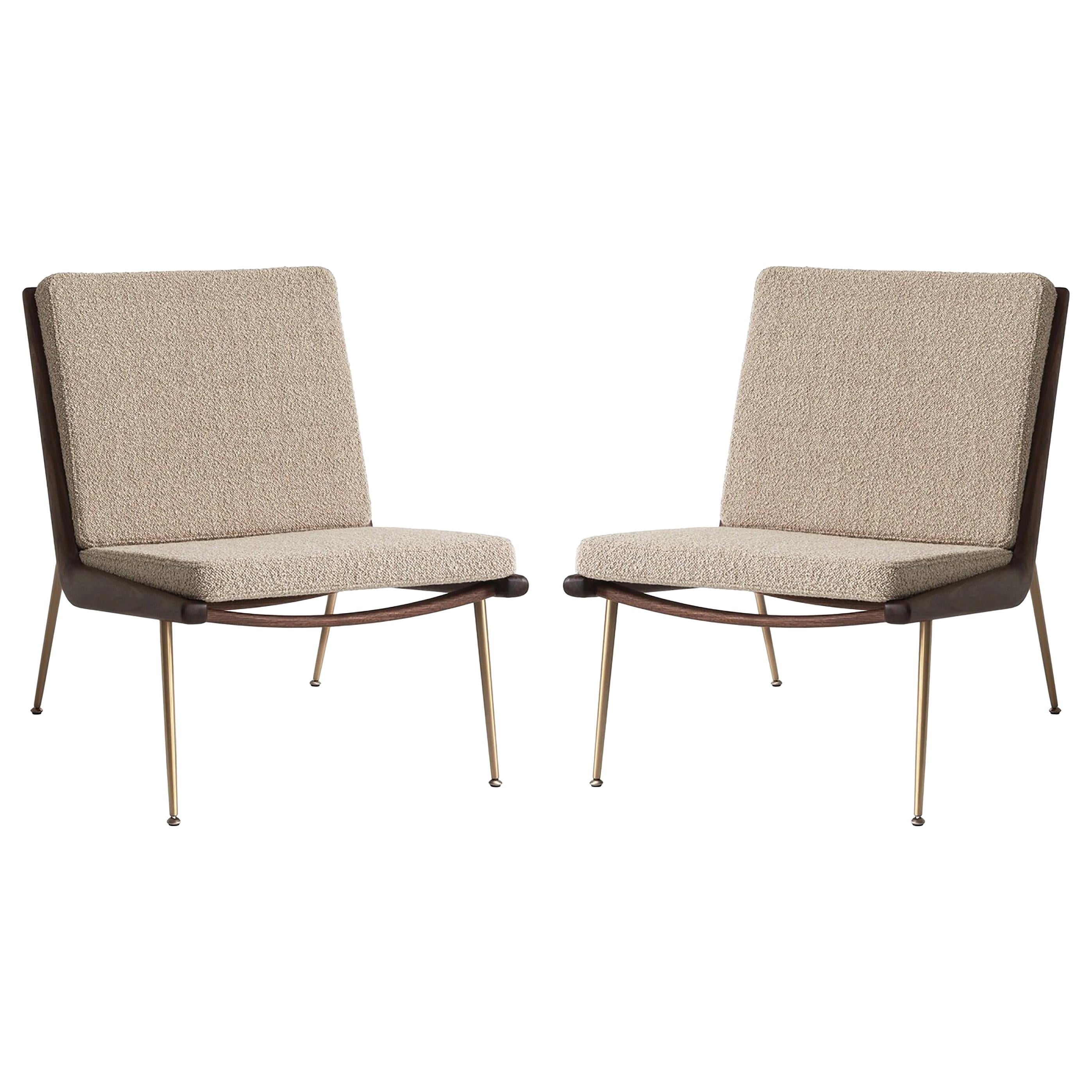 Mid-Century Modern Scandinavian Pair of Boomerang Lounge Chair