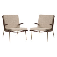 Mid-Century Modern Scandinavian Pair of Boomerang Lounge Chair with Armrest