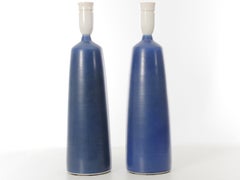 Mid-Century Modern Scandinavian Pair of Ceramic Table Lamps by Palshus