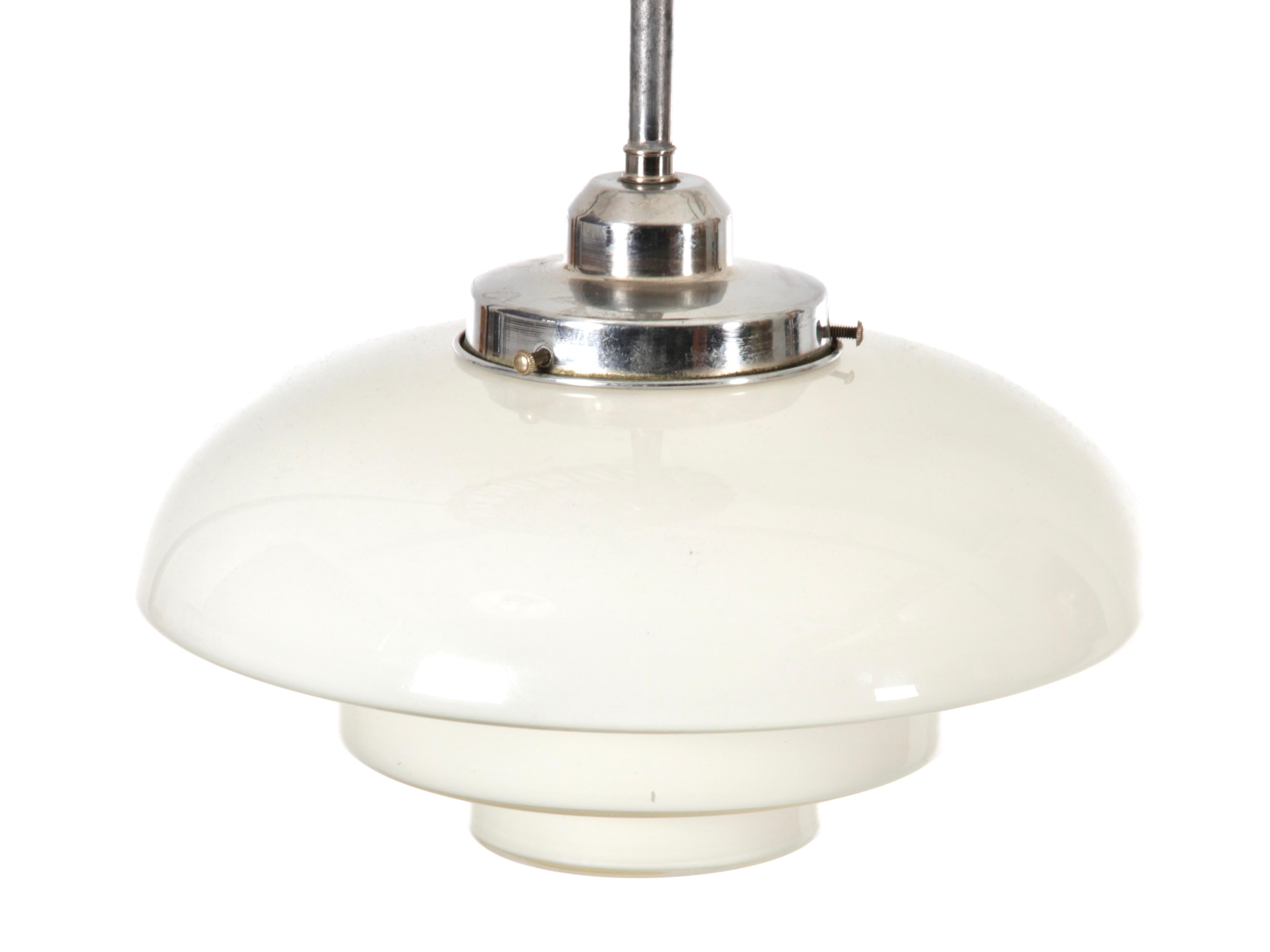 French Mid-Century Modern Scandinavian Pendant Lamp in Glass For Sale