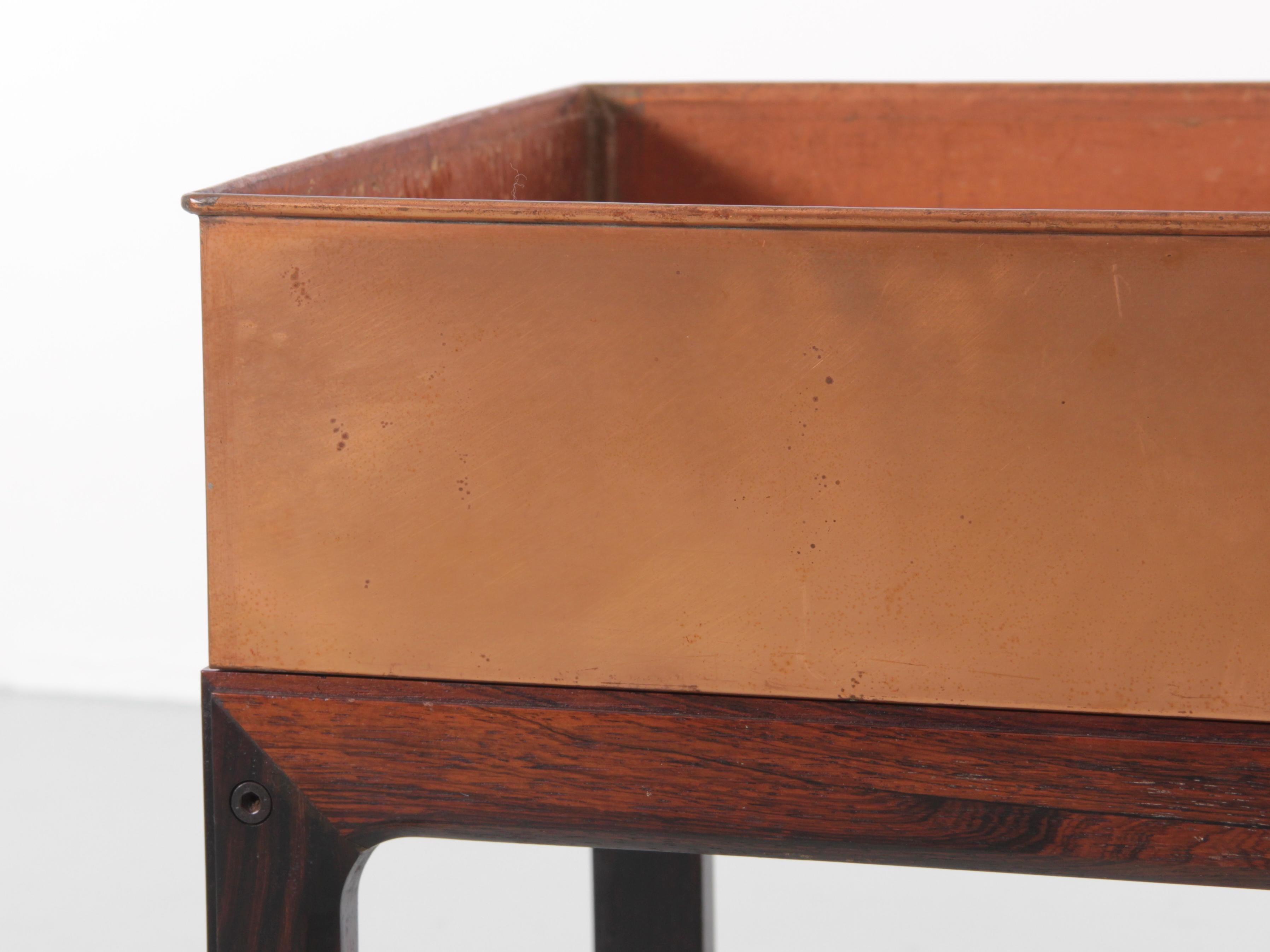 Mid-Century Modern Scandinavian Planter in Rosewood and Copper by Iversen 1