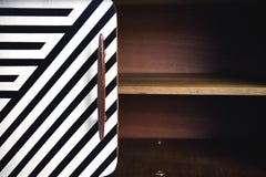 Mid-Century Modern Scandinavian Rounded Long Sideboard with Op-Art Pattern, 1960