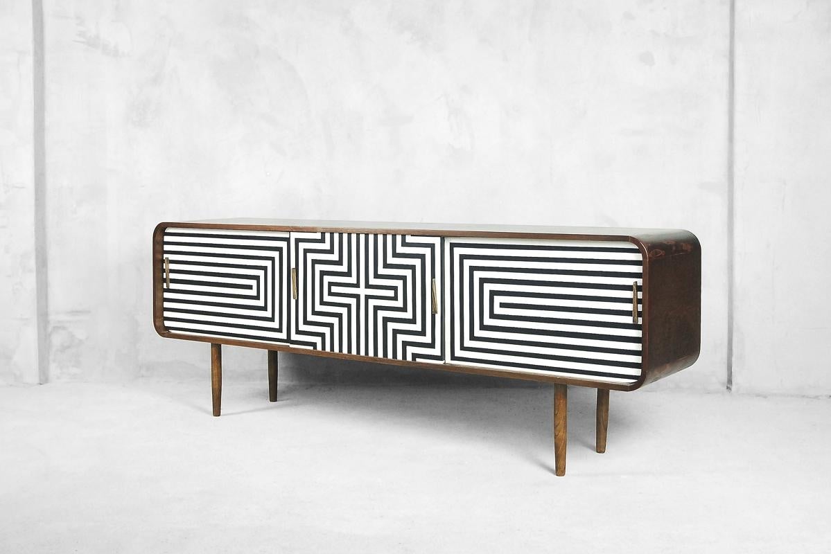 Mid-Century Modern Scandinavian Rounded Walnut Sideboard with Pattern, 1960s 8