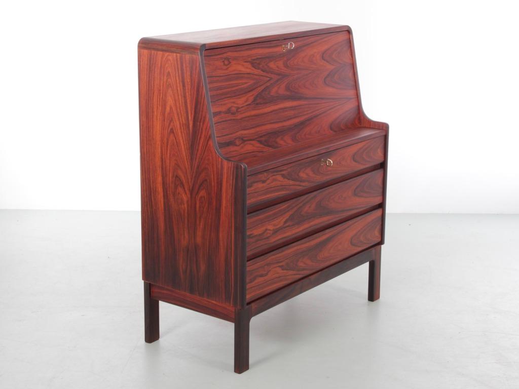 Mid-Century Modern scandinavian secretary in rosewood by Arne Wahl Iversen. Small lamp in central part.
 