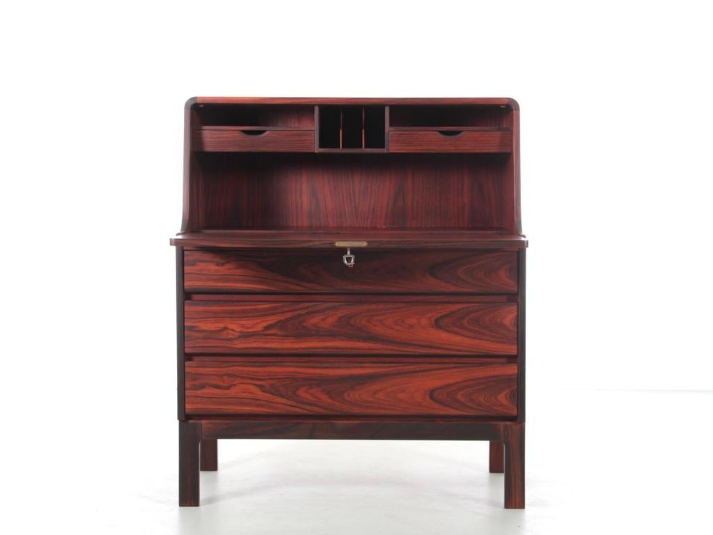 Mid-Century Modern scandinavian secretary in rosewood by Arne Wahl Iversen. In Excellent Condition For Sale In Courbevoie, FR