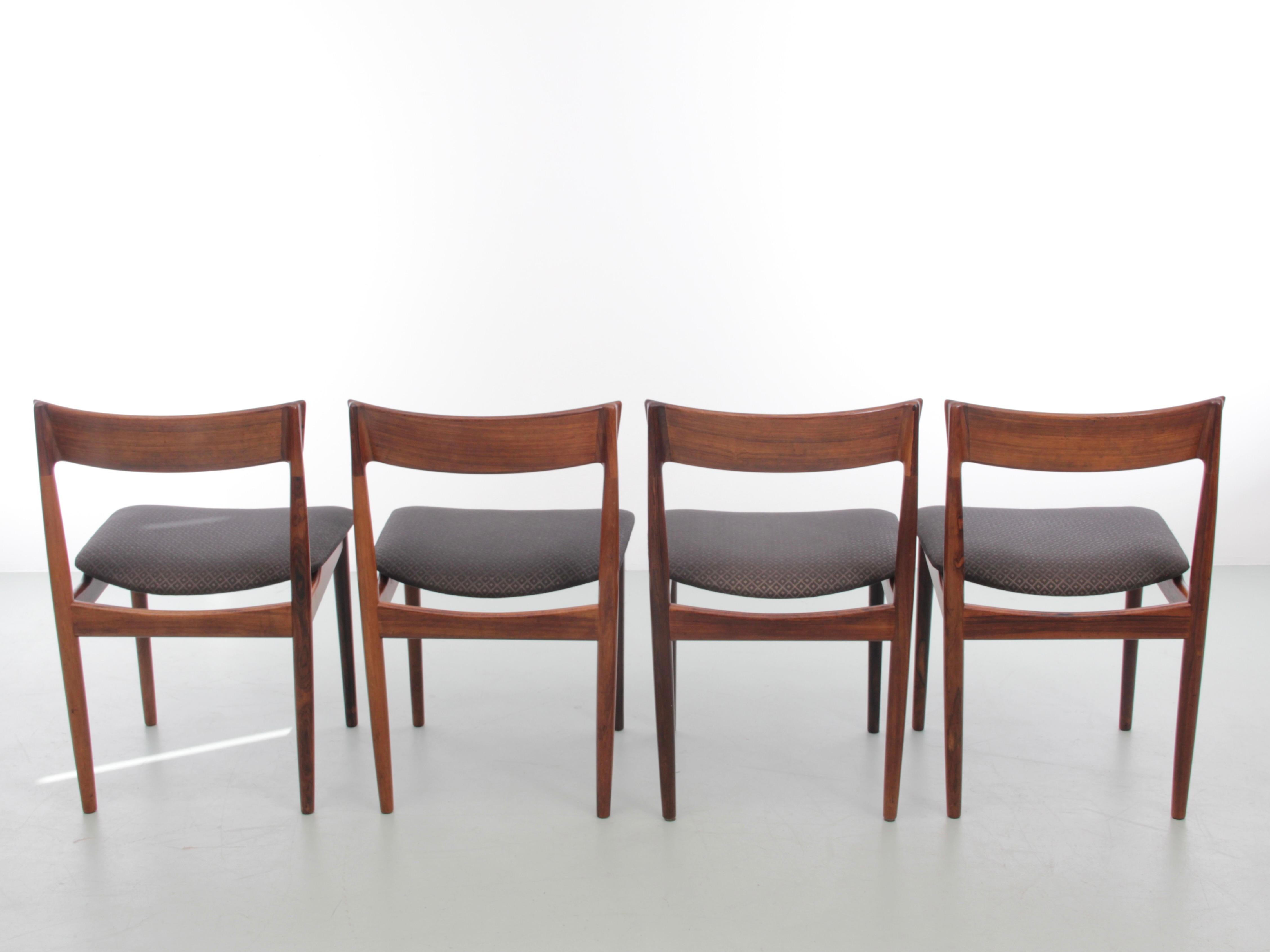 Mid-Century Modern Scandinavian set of 4 chairs in solid teak by Harry Rosengren Hansen for Brande Møbelindustri. Original edition from 1960. Referenced by the Design Museum Danmark under number RP00896. Litterature : Mobilia 1960 & 1961. Original