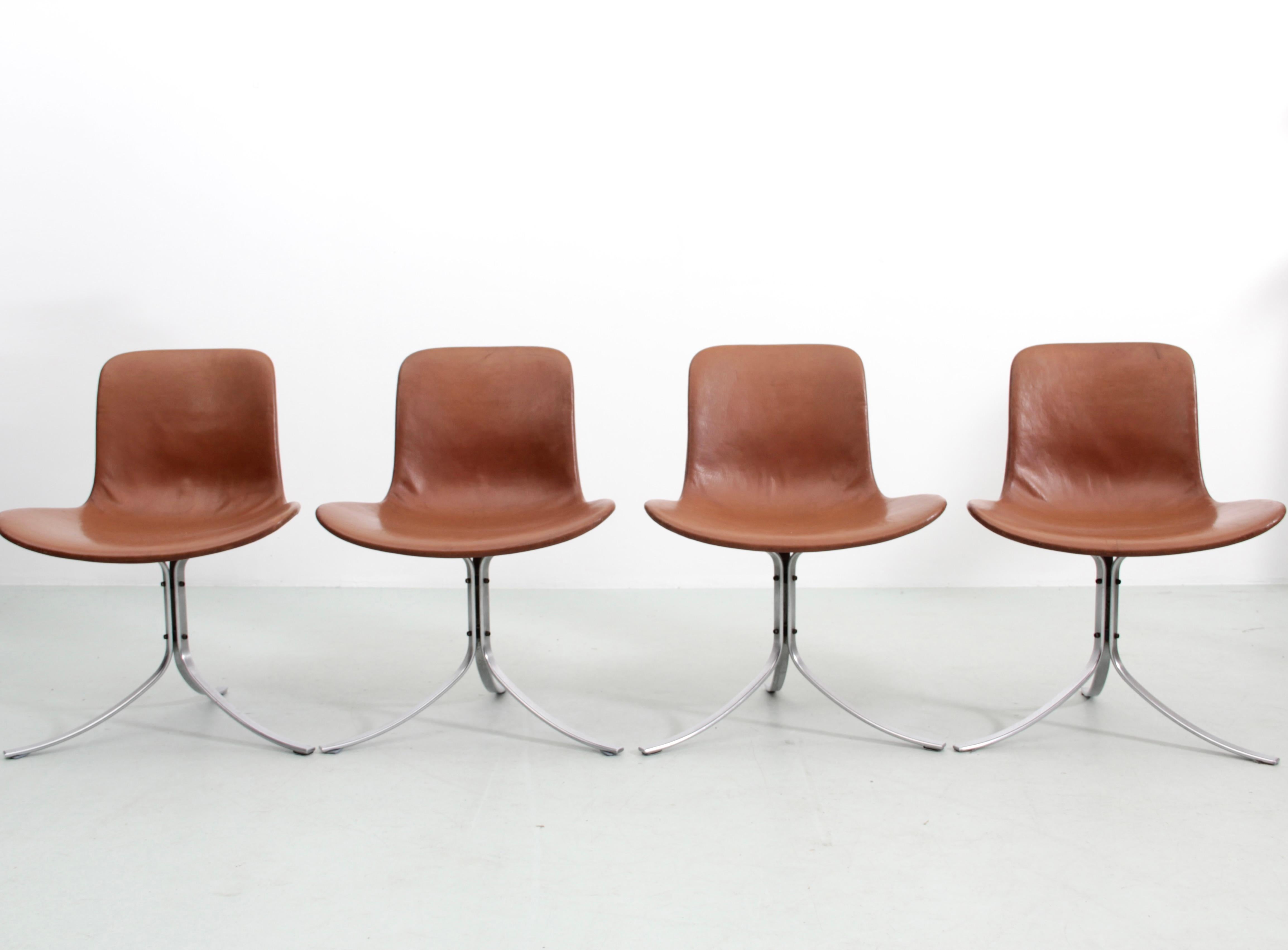 Danese Set di 4 sedie PK-9 di Poul Kjaerholm, The Modern Scandinavian, metà secolo. in vendita