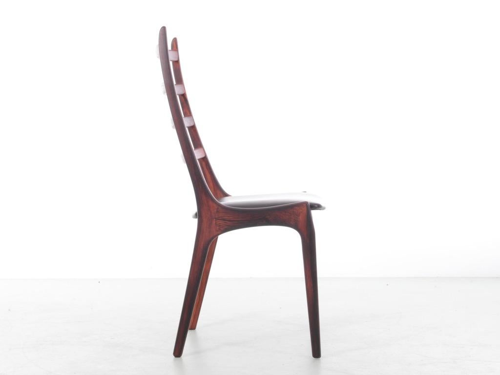 French Mid-Century Modern Scandinavian Set of 4 Rosewood Chairs by Henning Kjærnulf For Sale