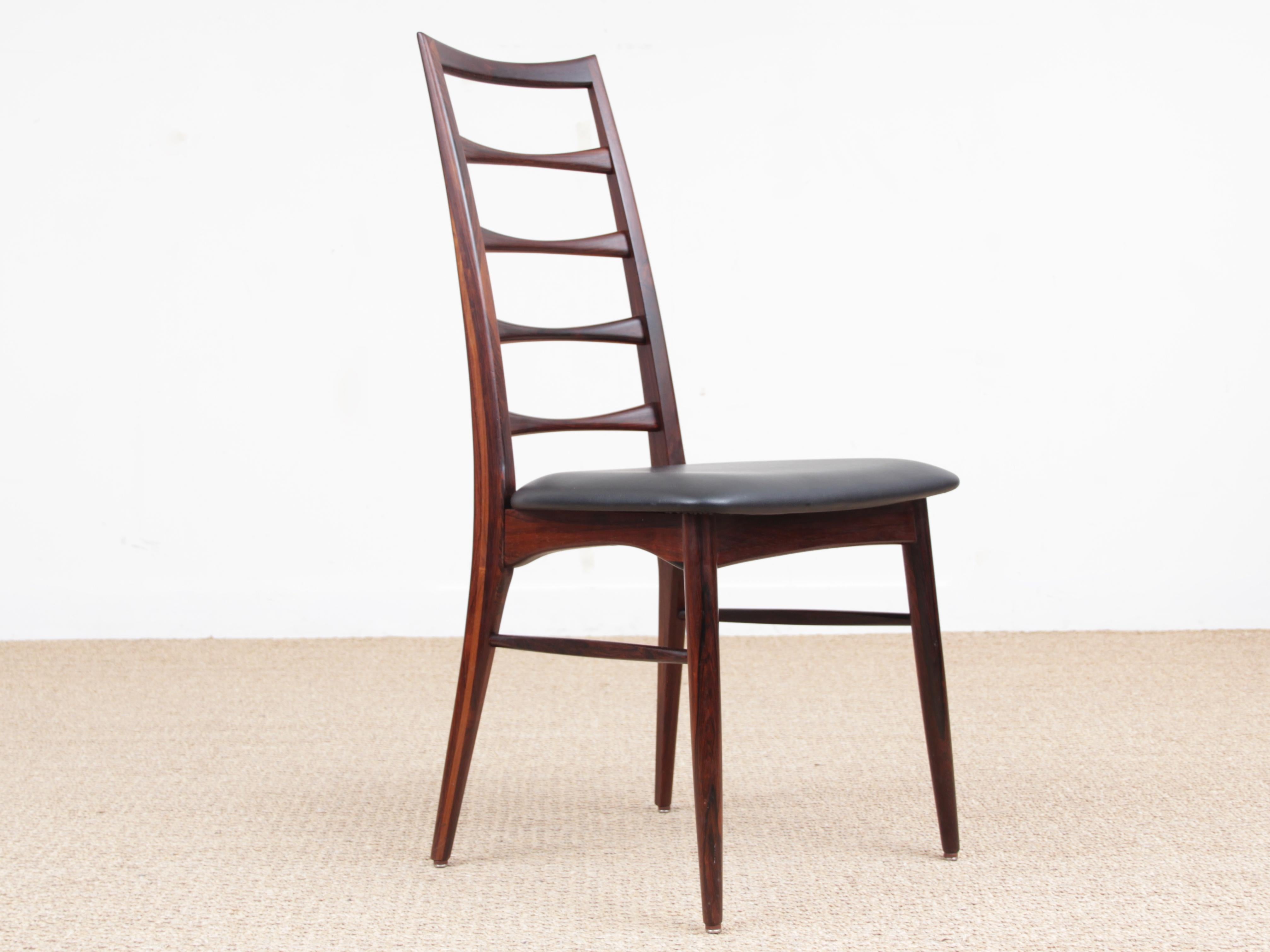 Mid-Century Modern Scandinavian Set of 4 Rosewood Chairs Model Lis by Niels Koe In Good Condition In Courbevoie, FR