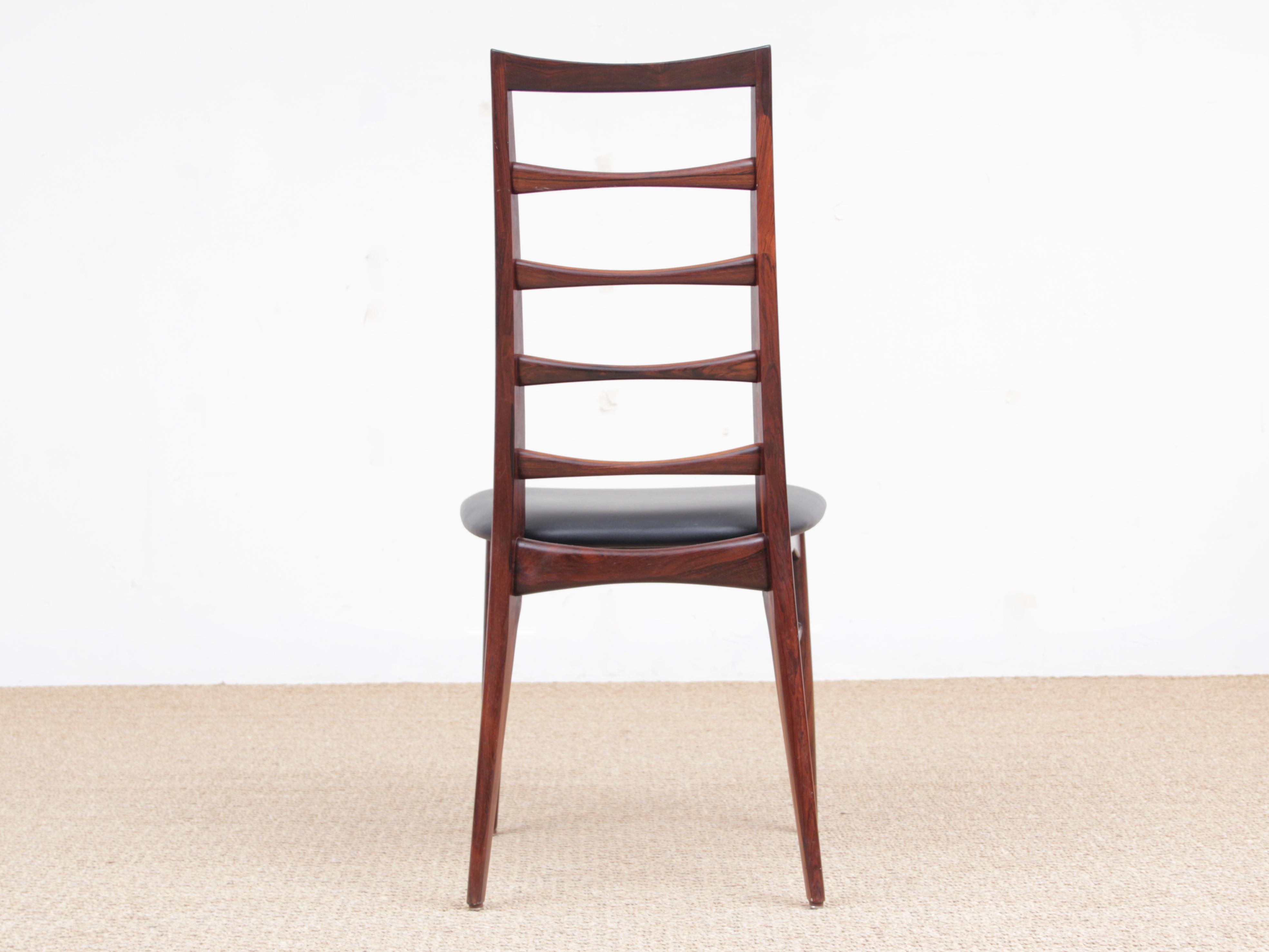 Mid-Century Modern Scandinavian Set of 4 Rosewood Chairs Model Lis by Niels Koe 1