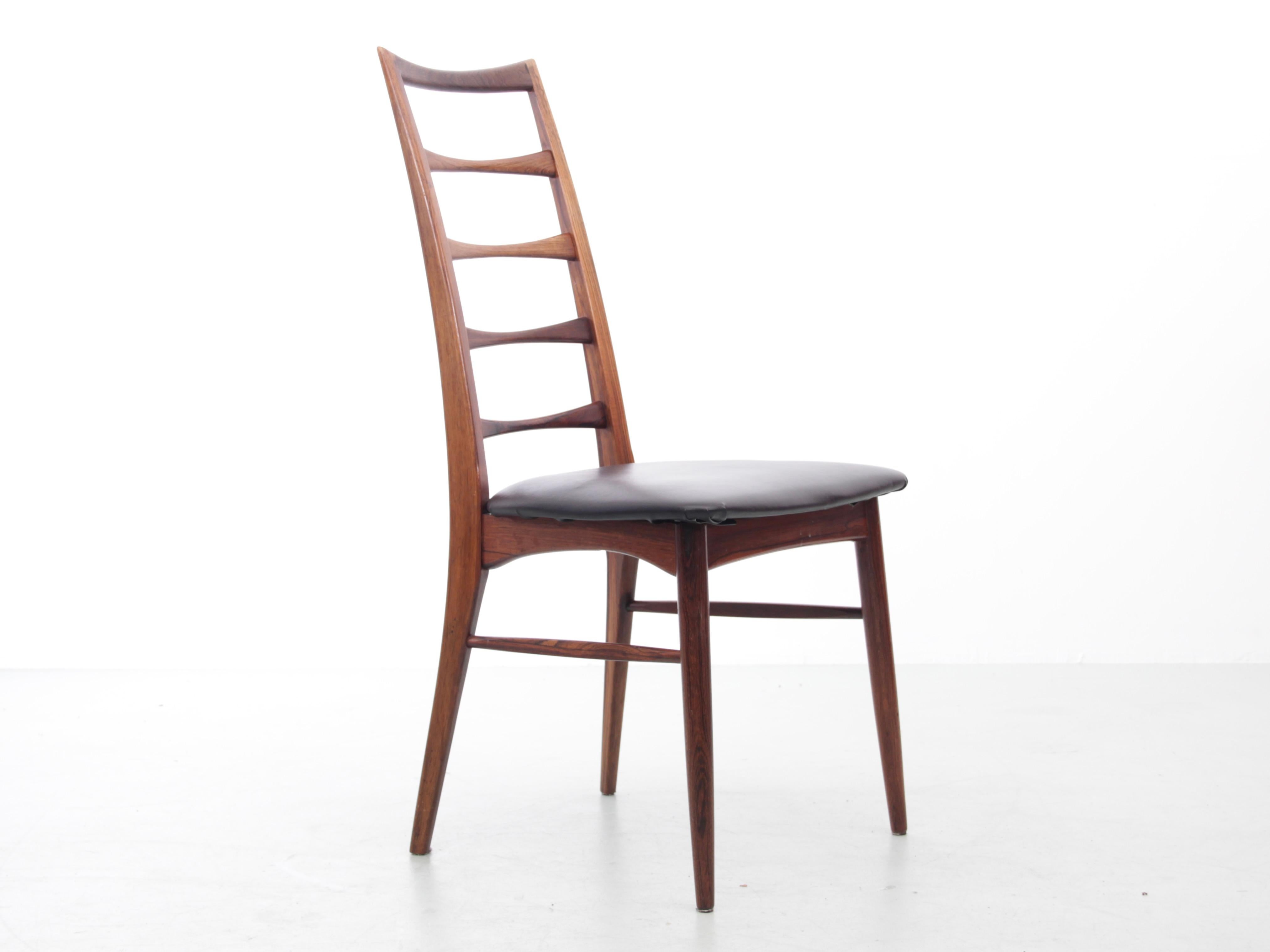 Scandinavian Modern Mid-Century Modern Scandinavian Set of 4 Teak Chairs Model Lis by Niels Koefoed For Sale