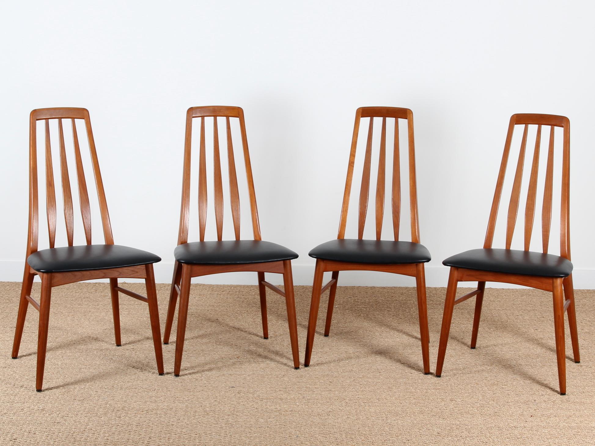 Set di 4 sedie in teak in stile scandinavo moderno di metà secolo Modele Eva  da Niels Koefoed in vendita 6
