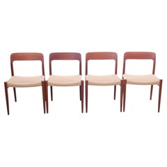Mid-Century  modern scandinavian set of 4 teak dining chairs model 75  