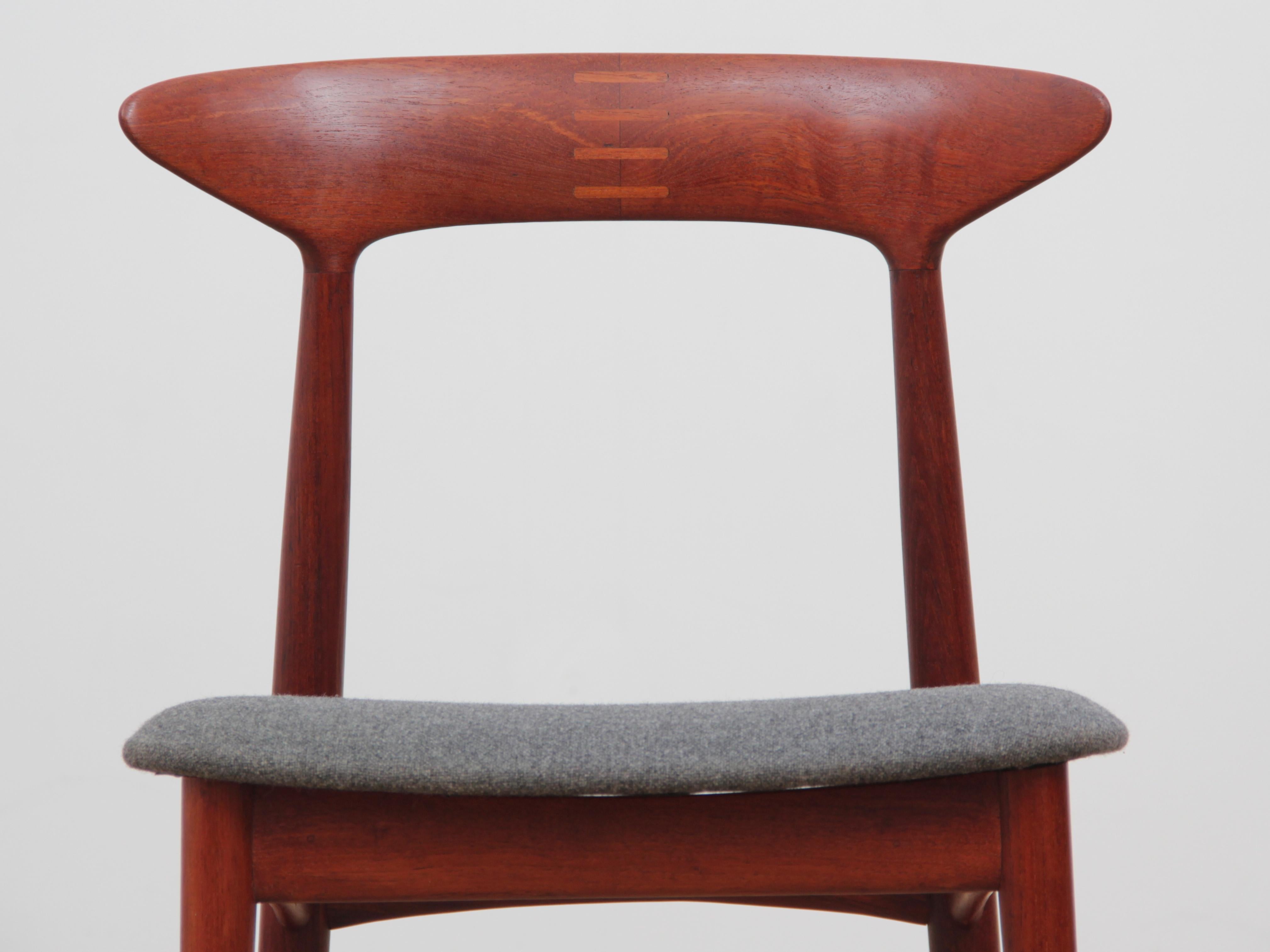 Mid-Century Modern Scandinavian Set of 4 Teak Dinning Chairs by Kurt Østervig 10