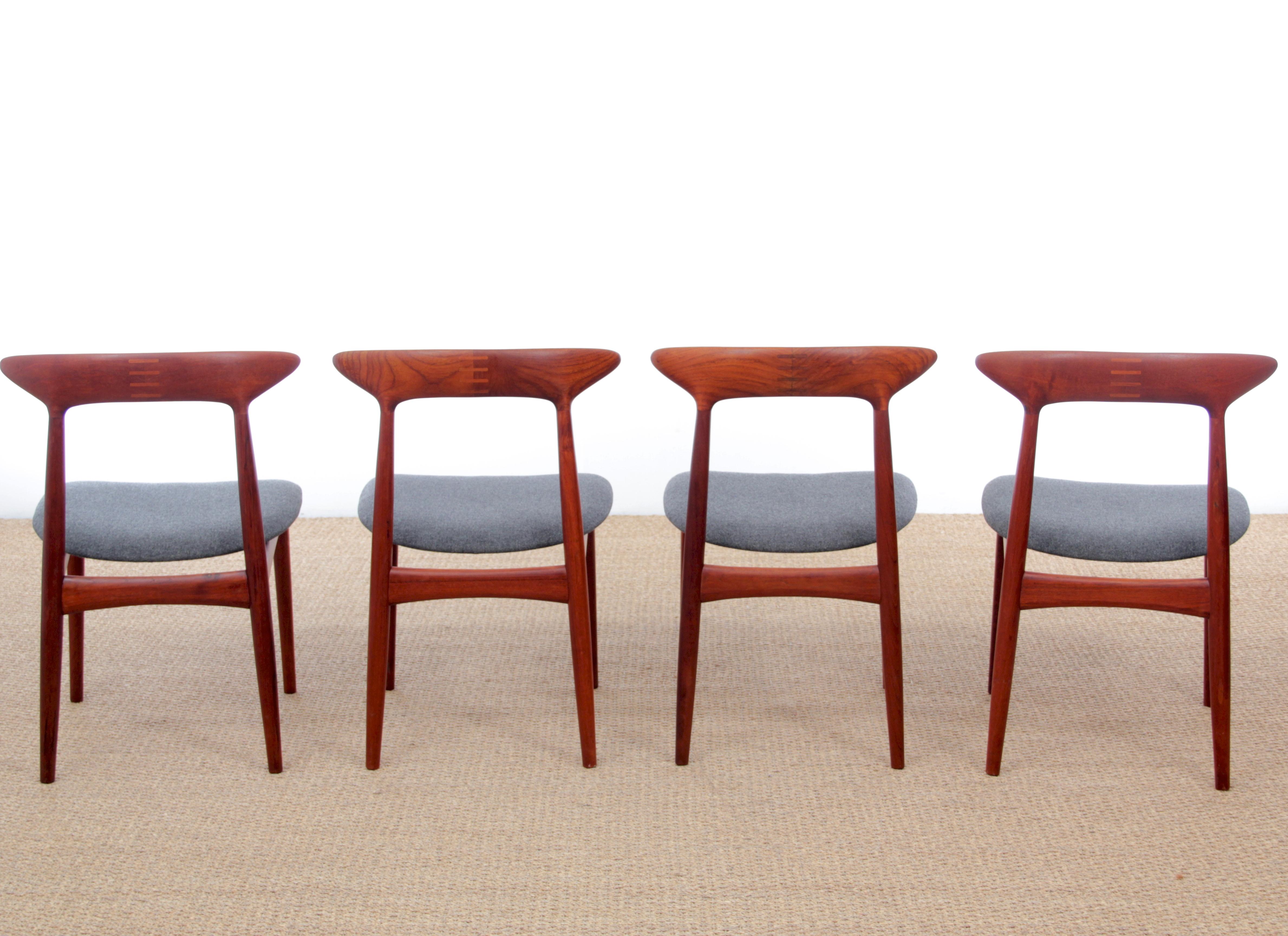 Mid-Century Modern Scandinavian Set of 4 Teak Dinning Chairs by Kurt Østervig 14