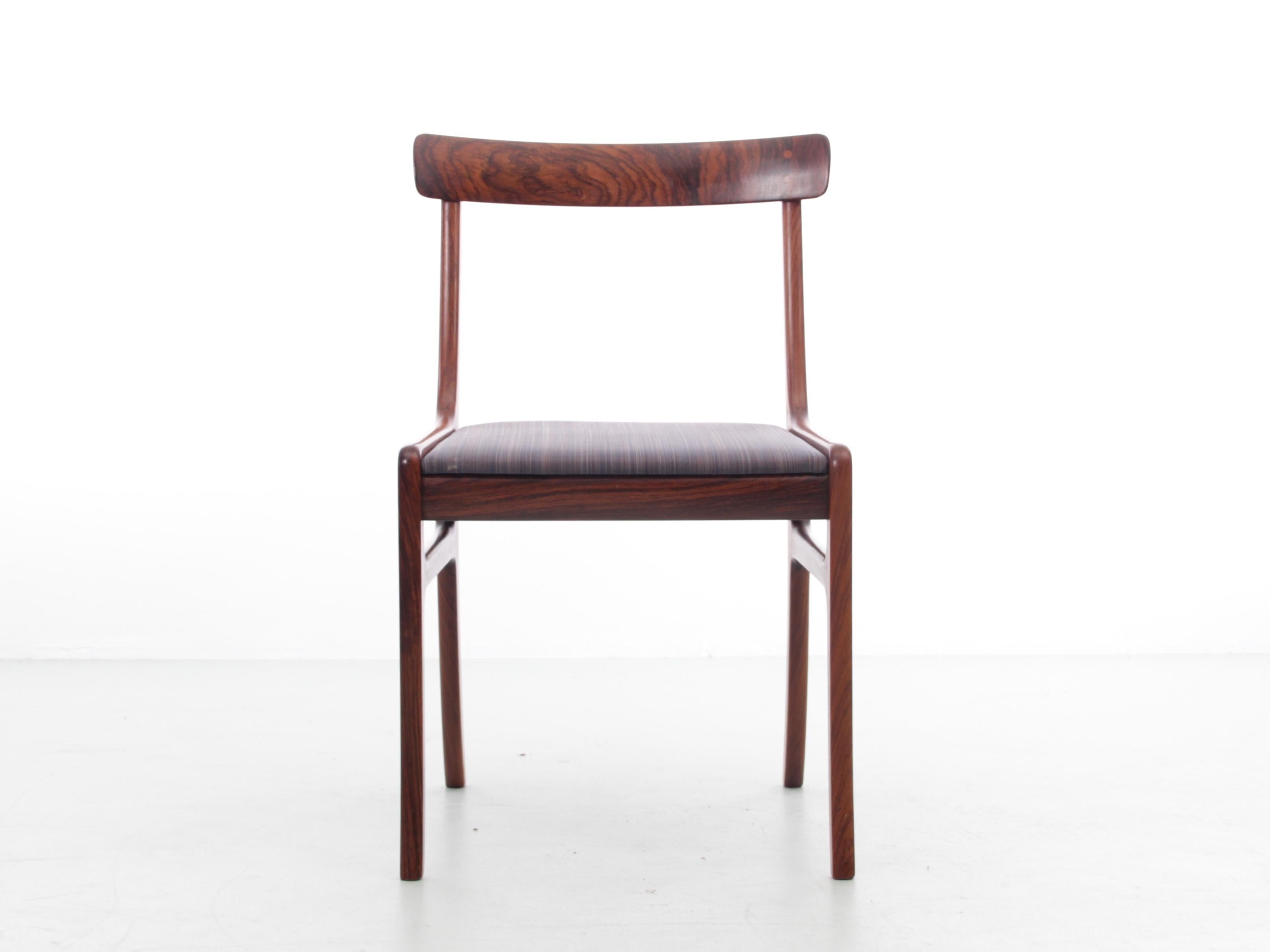 Scandinavian Modern Mid-Century Modern Scandinavian Set of 6 Chairs and 2 Armchairs in Rosewood