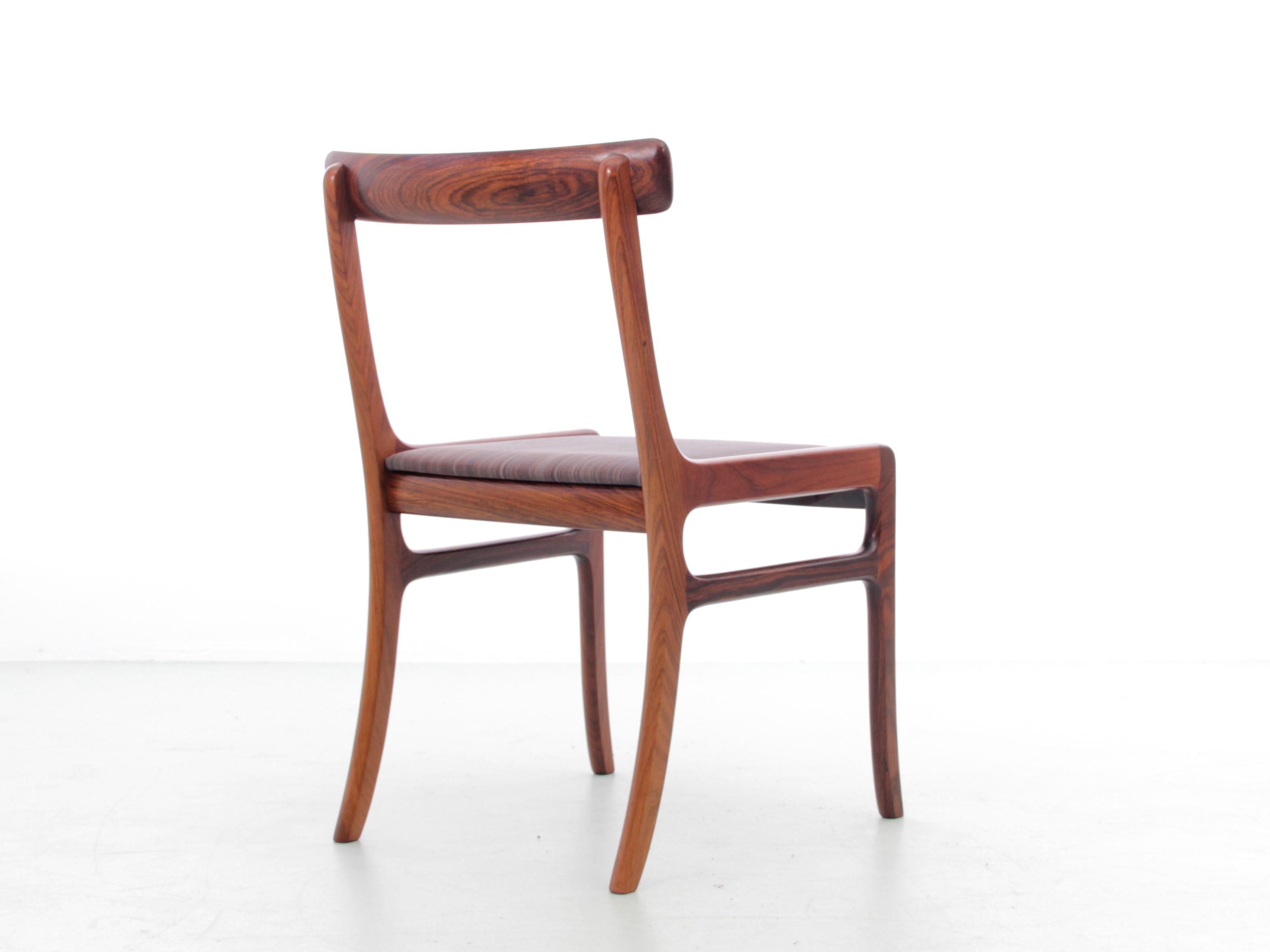 Mid-Century Modern Scandinavian Set of 6 Chairs and 2 Armchairs in Rosewood 1