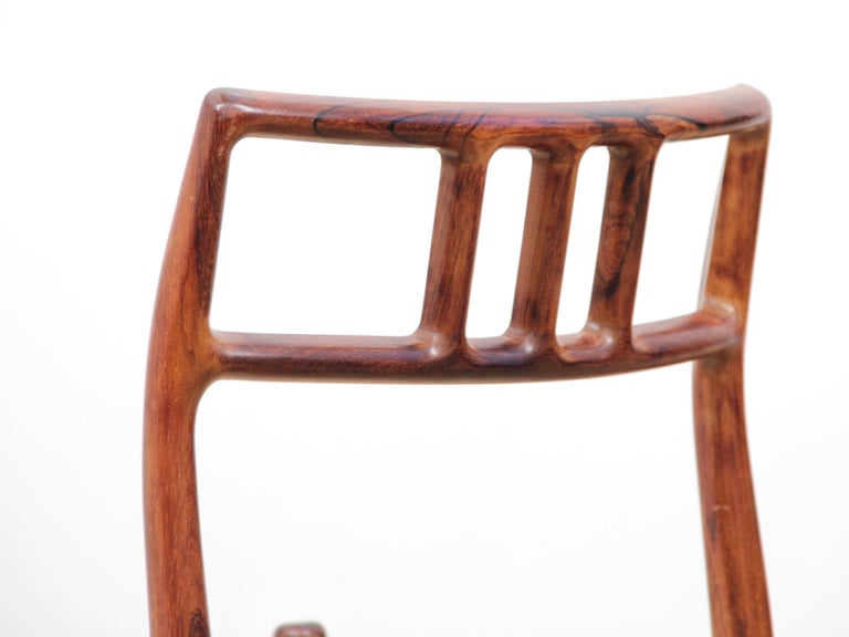 Mid-Century Modern Scandinavian Set of 6 Chairs by Niel Møller in Rosewood For Sale 6
