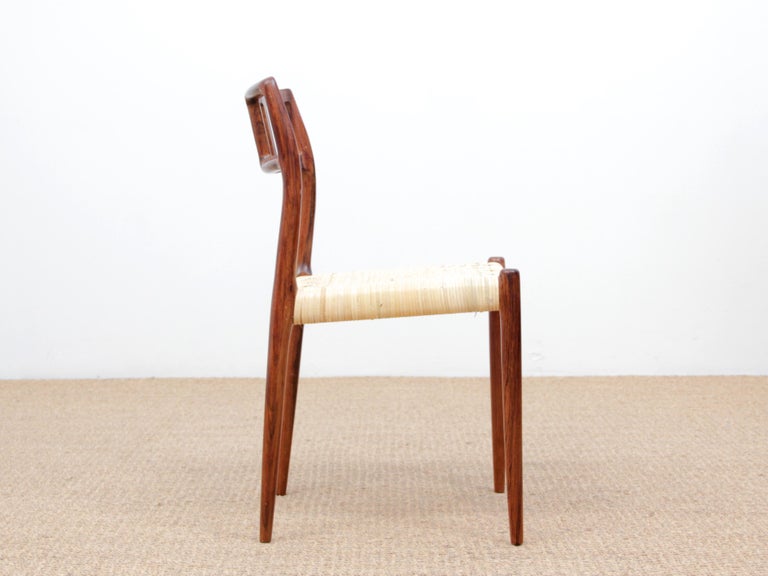 Mid-Century Modern Scandinavian Set of 6 Chairs by Niel Møller in Rosewood For Sale 1