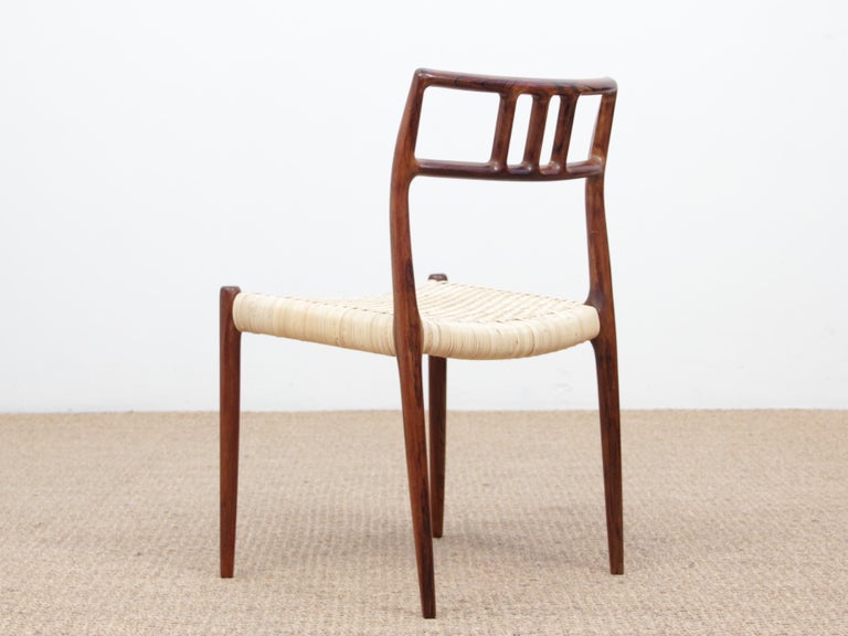 Mid-Century Modern Scandinavian Set of 6 Chairs by Niel Møller in Rosewood For Sale 3