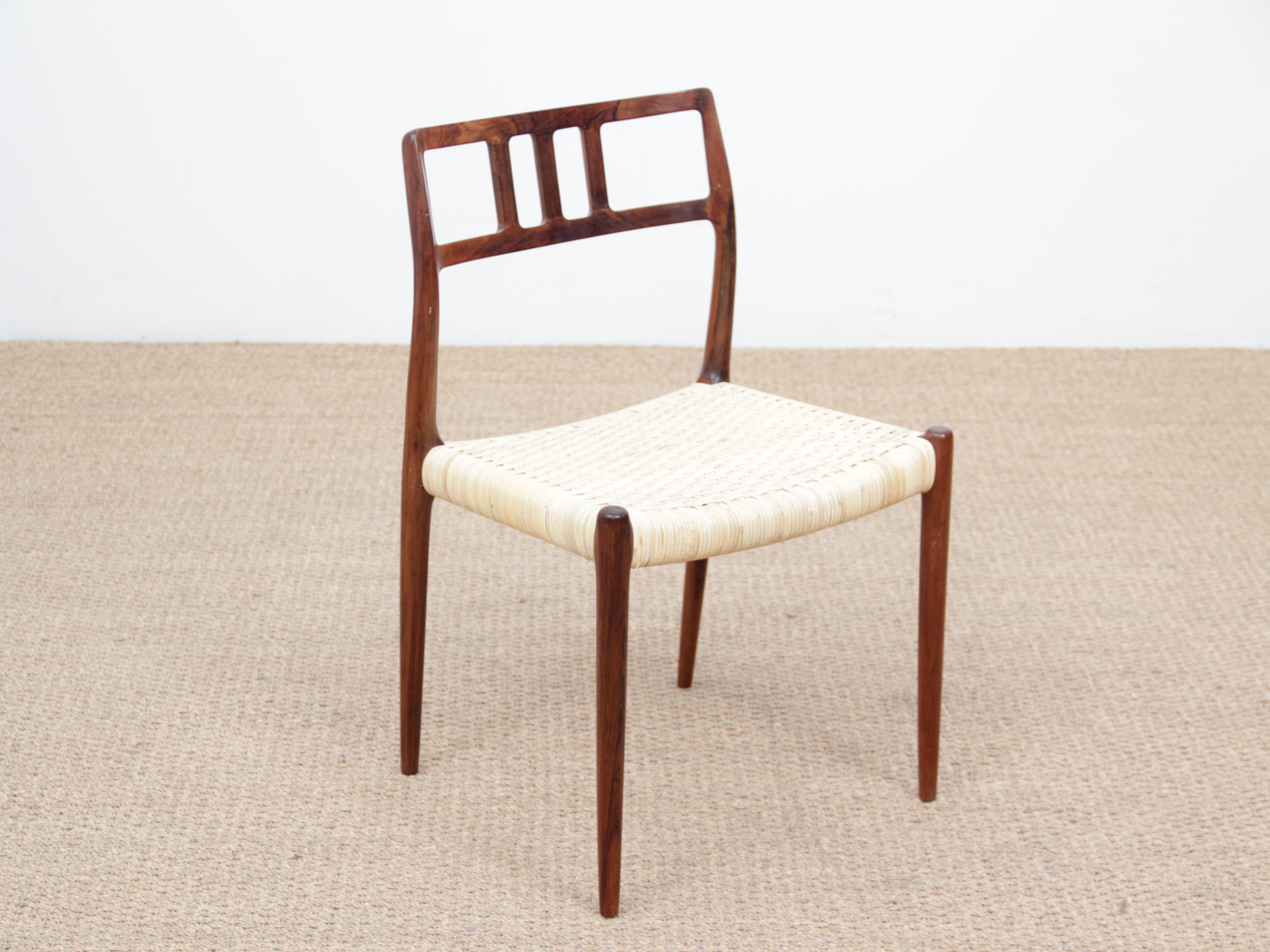 Mid-Century Modern Scandinavian Set of 6 Chairs by Niel Møller in Rosewood 4