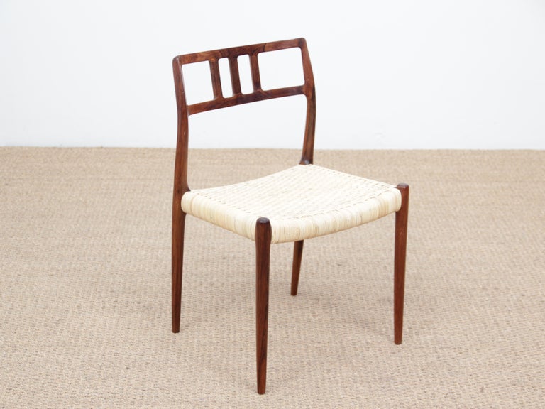 Mid-Century Modern Scandinavian Set of 6 Chairs by Niel Møller in Rosewood For Sale 4