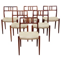 Mid-Century Modern Scandinavian Set of 6 Chairs by Niel Møller in Rosewood