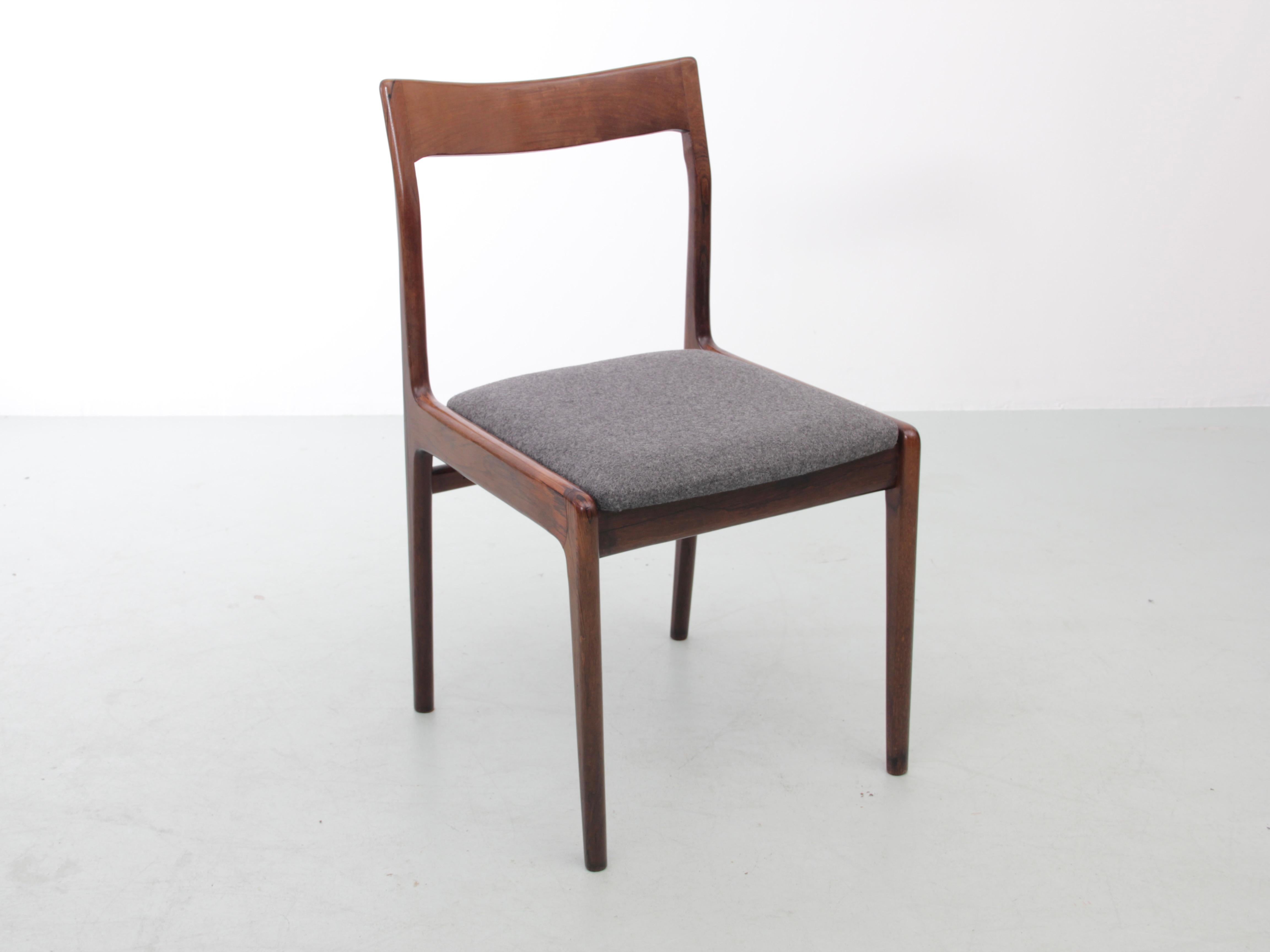 Scandinavo Set di 6 sedie scandinave di metà secolo in palissandro in vendita