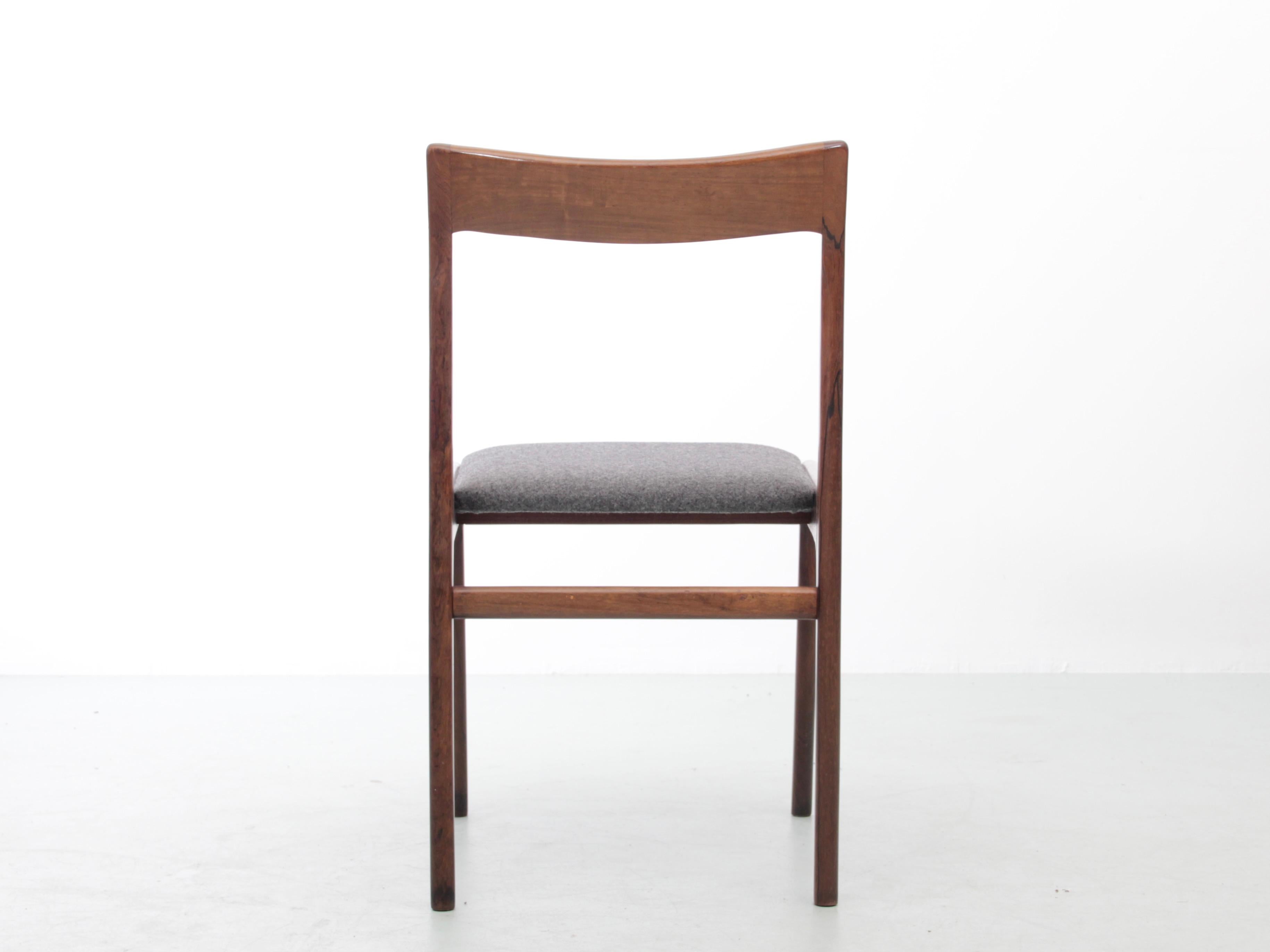Set di 6 sedie scandinave di metà secolo in palissandro In condizioni buone in vendita a Courbevoie, FR