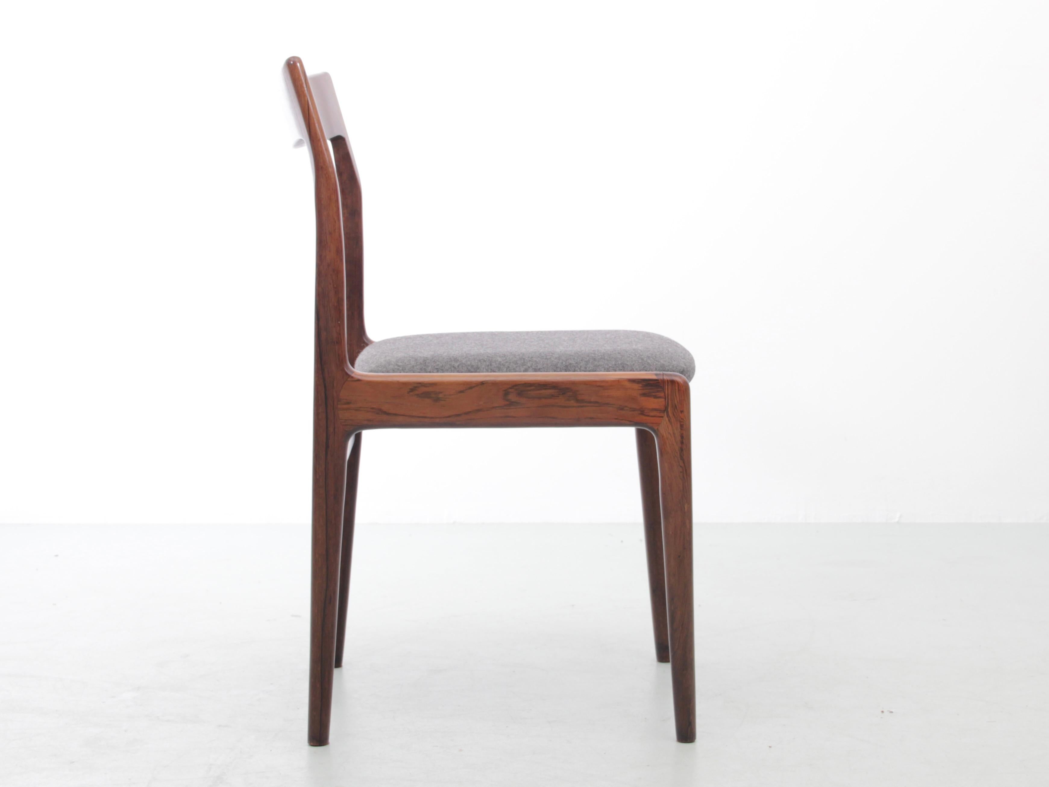 Mid-Century Modern Scandinavian Set of 6 Chairs in Rosewood For Sale 1