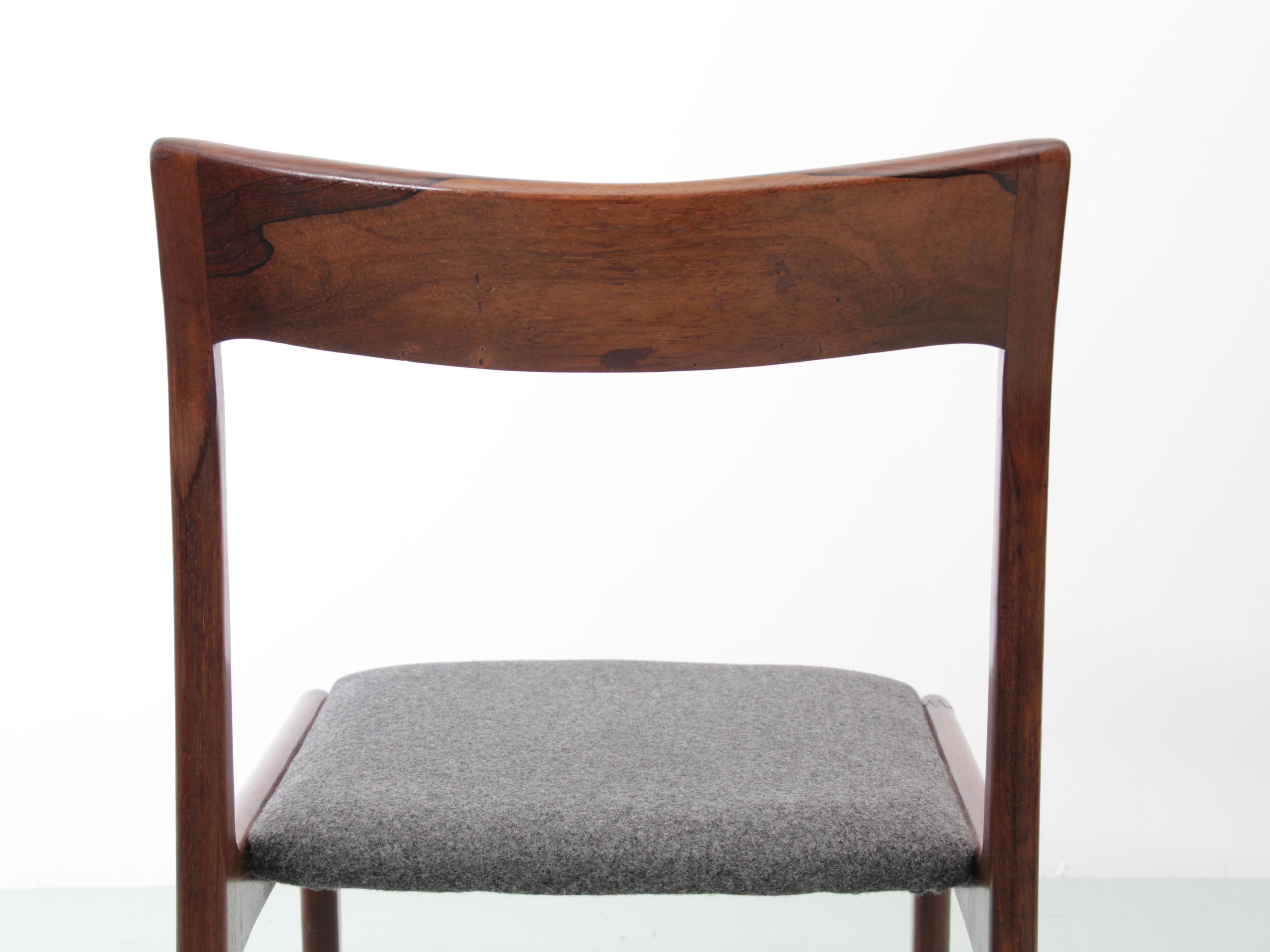 Mid-Century Modern Scandinavian Set of 6 Chairs in Rosewood For Sale 2