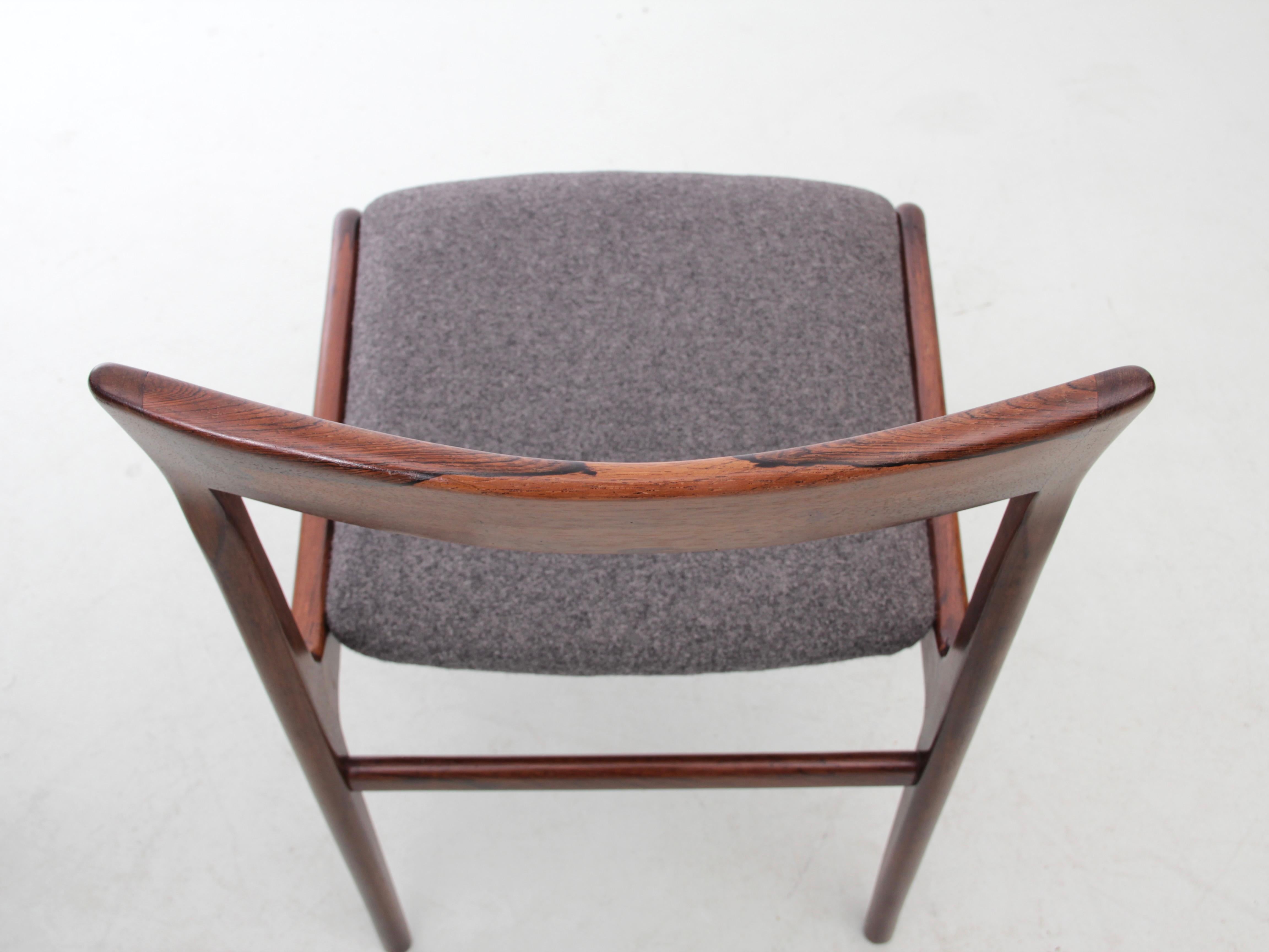 Mid-Century Modern Scandinavian Set of 6 Chairs in Rosewood For Sale 3