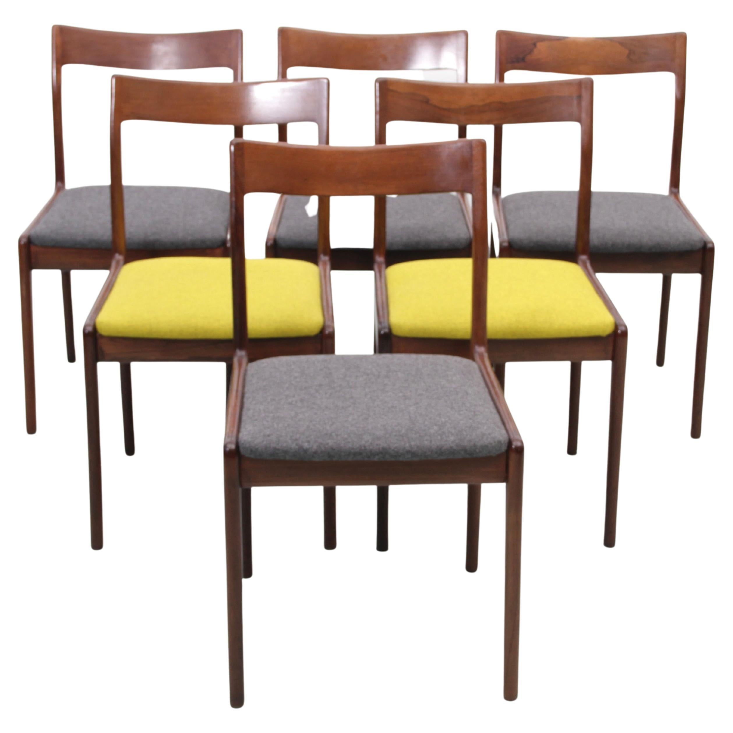 Mid-Century Modern Scandinavian Set of 6 Chairs in Rosewood For Sale