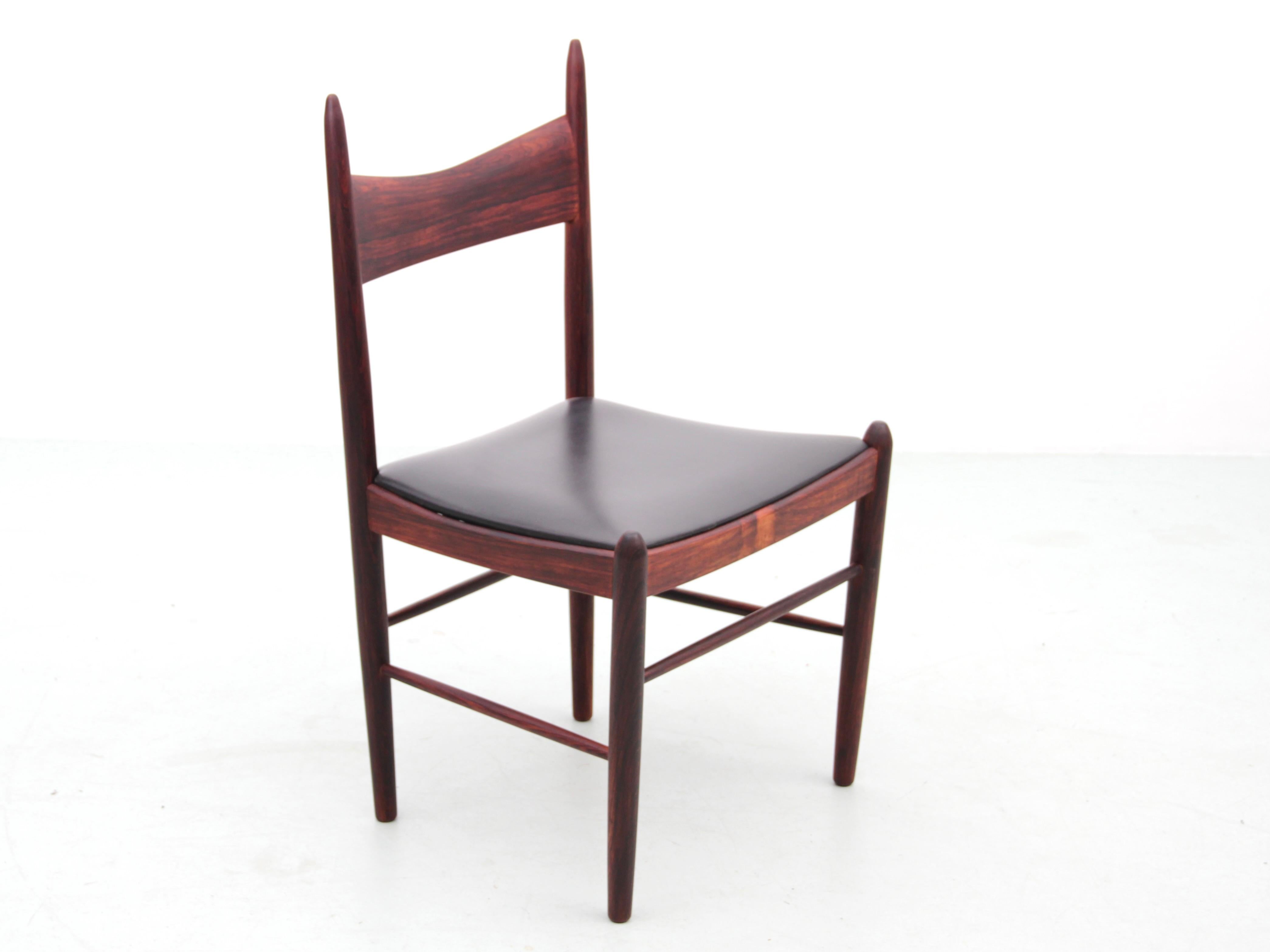 Mid-20th Century Mid-Century Modern Scandinavian Set of 6 Dining Chairs in Rosewood For Sale