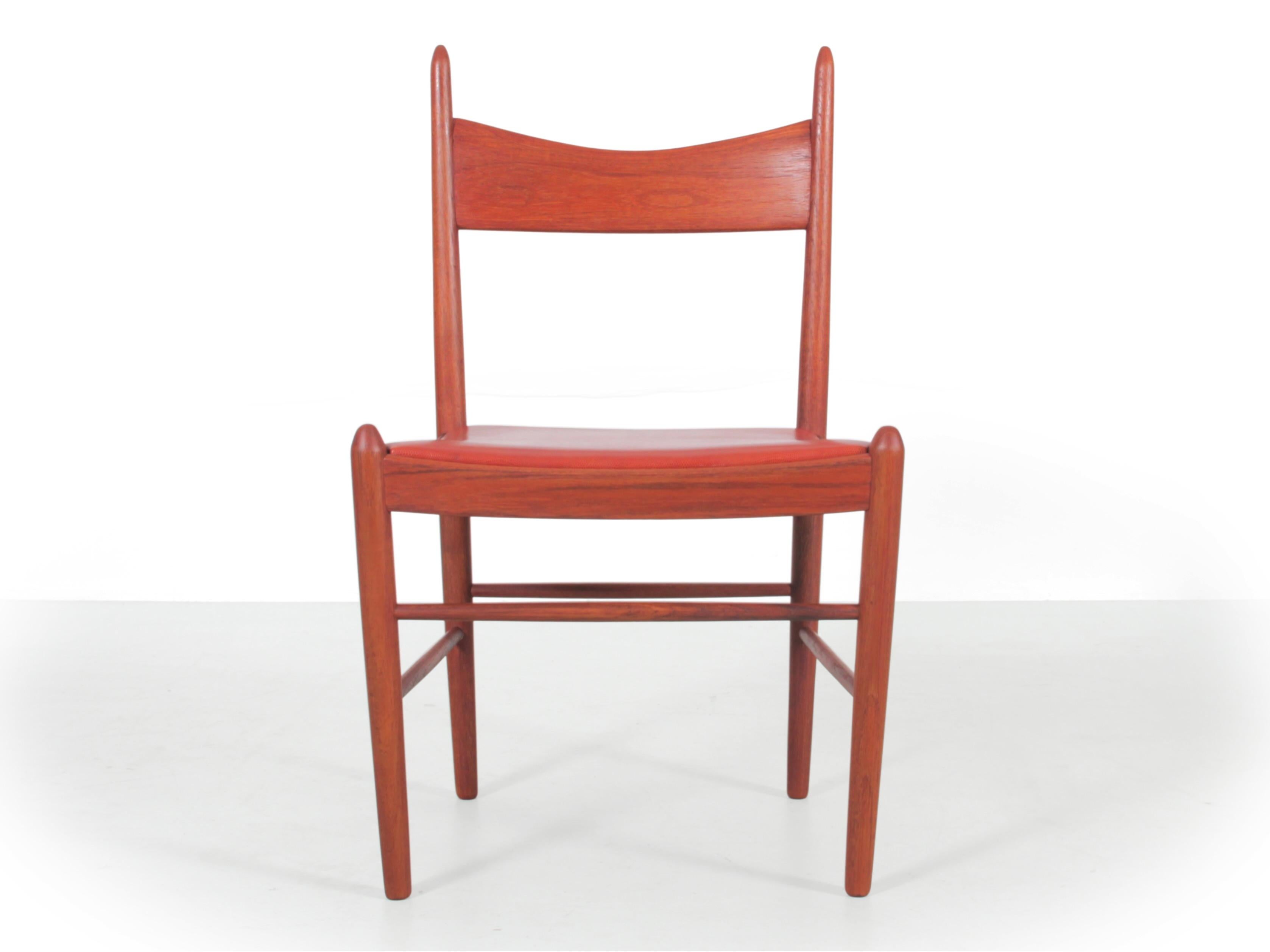 Metà secolo  moderno  set di 6 sedie da pranzo in teak di H. H. Vestervig Eriksen. Sedile in pelle cognac.

Altezza: 86 cm. Altezza della seduta: 43 cm. Profondità: 43 cm. Larghezza: 50 cm
