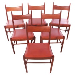 Mid-Century modern scandinavian set of 6 dining chairs in teak