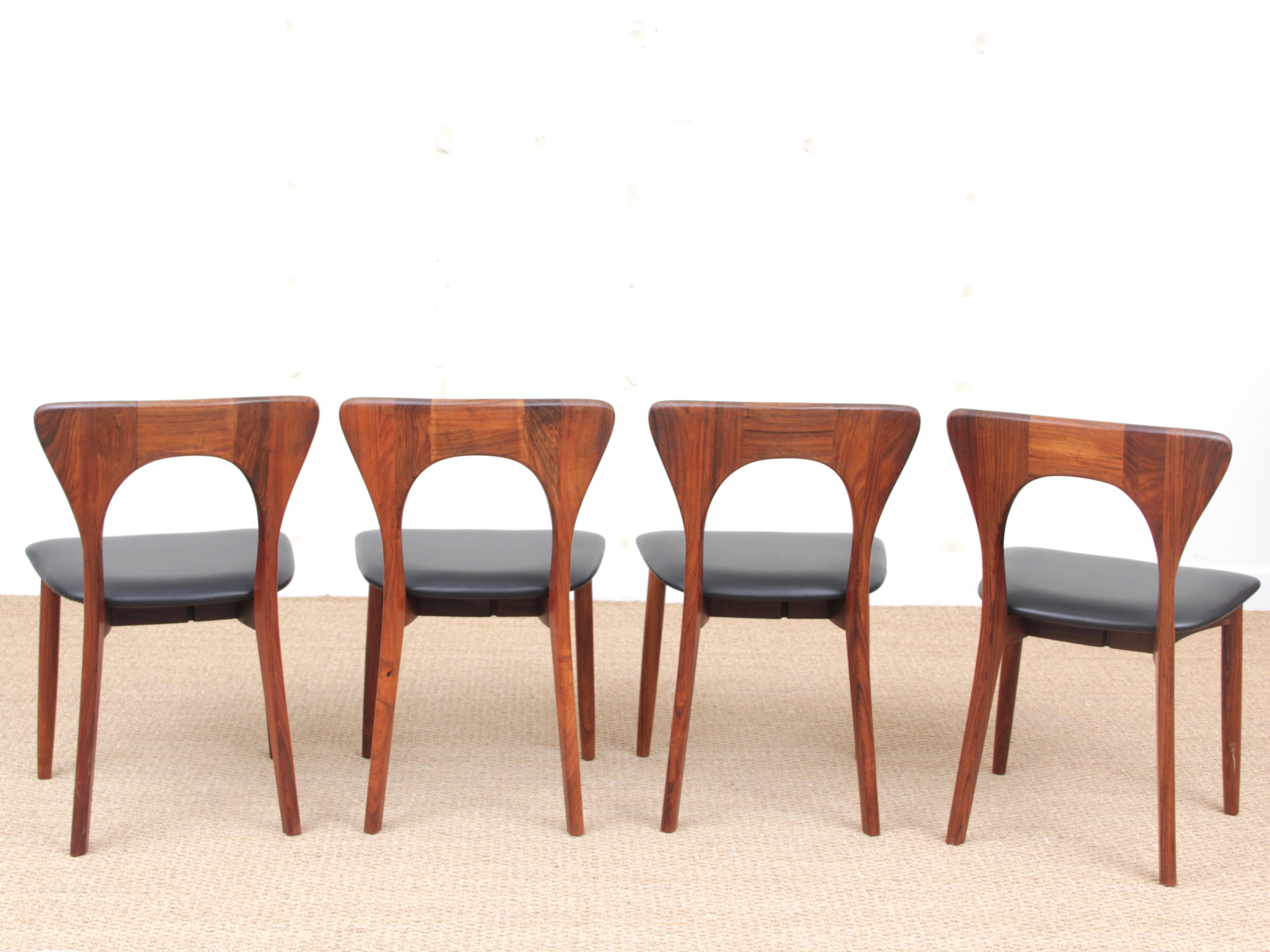 Mid-Century Modern Scandinavian Set of Dining Chairs in Rosewood For Sale 10