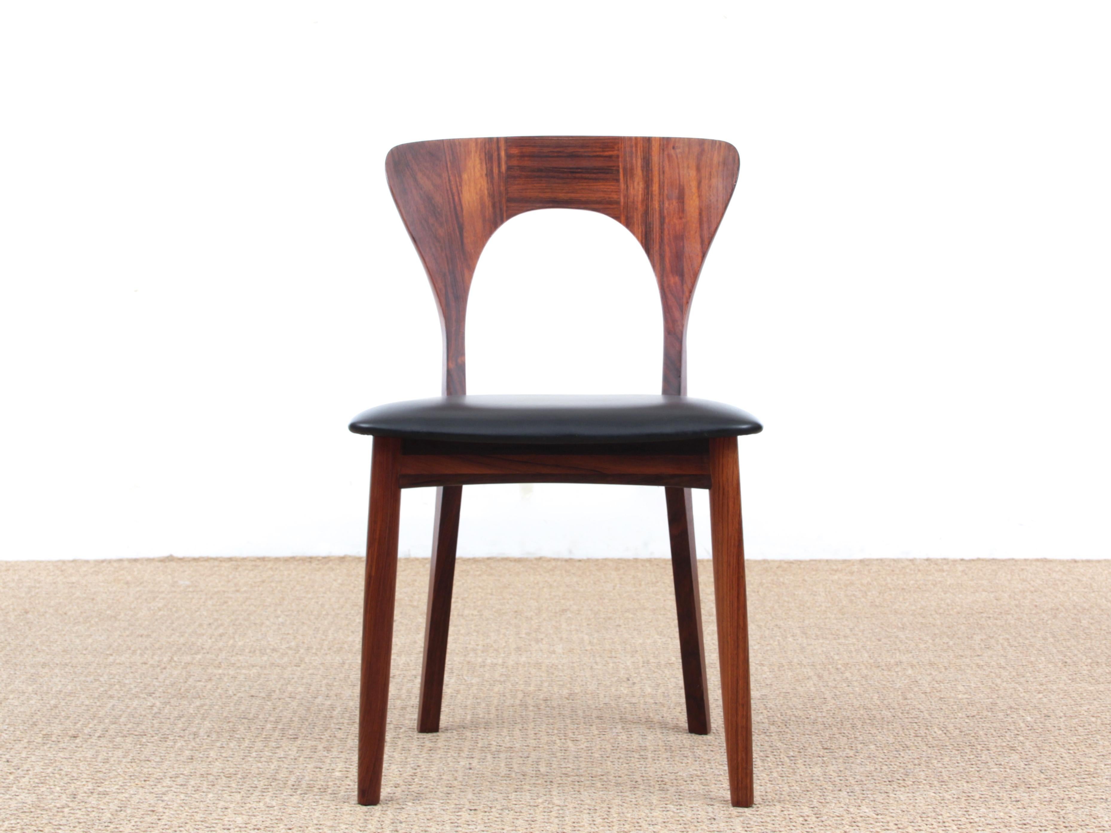 Mid-Century Modern Scandinavian set of dining chairs in rosewood model 