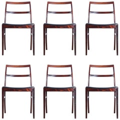 Mid-Century Modern Scandinavian Set of Six Chairs by Arne Vodder Model 430